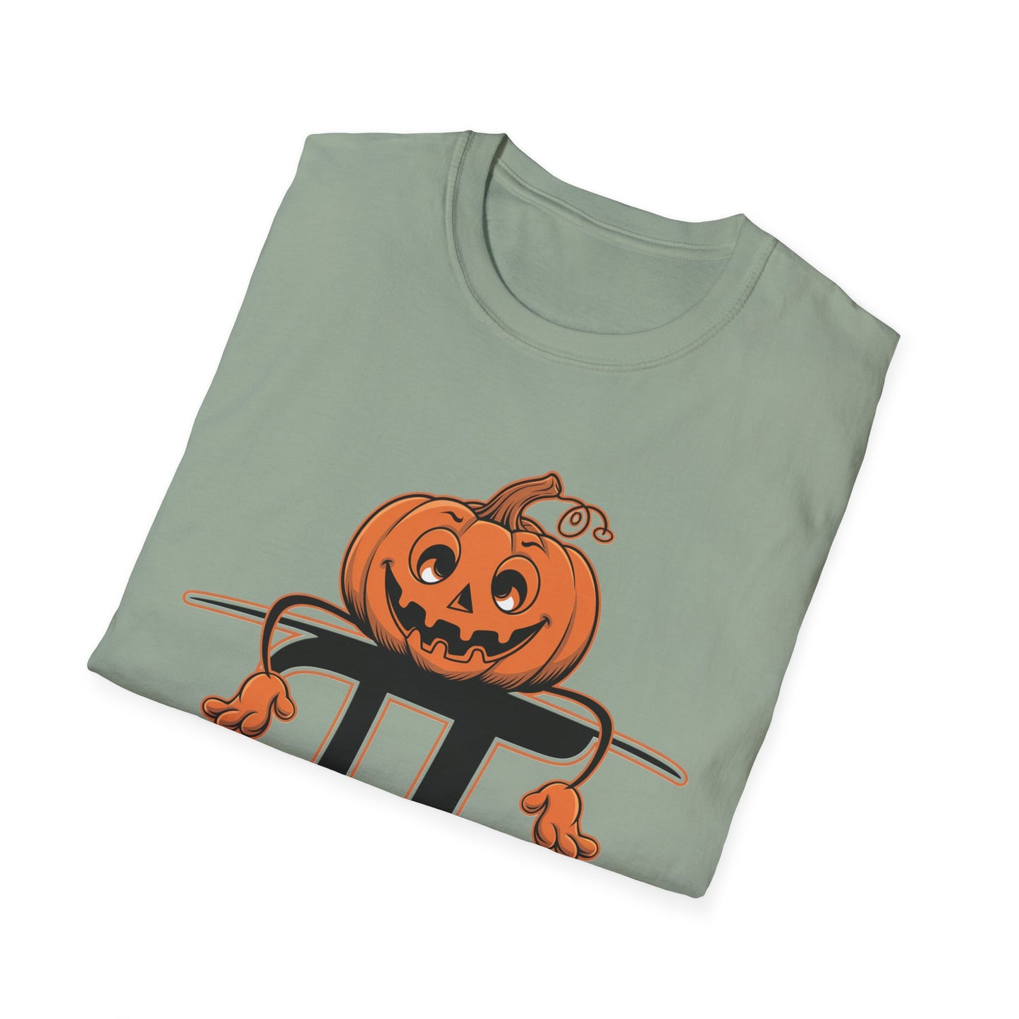 Funny Pumpkin Pi Unisex Softstyle T-Shirt - Halloween Tee, Math Lover Shirt, Fall Apparel, Seasonal Gift, Casual Outfit