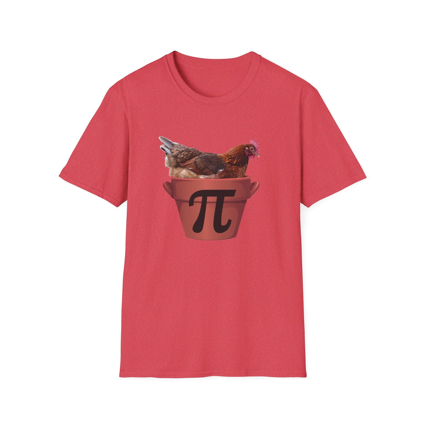 Funny Chicken Pi Unisex Softstyle T-Shirt - Quirky Math Humor Tee