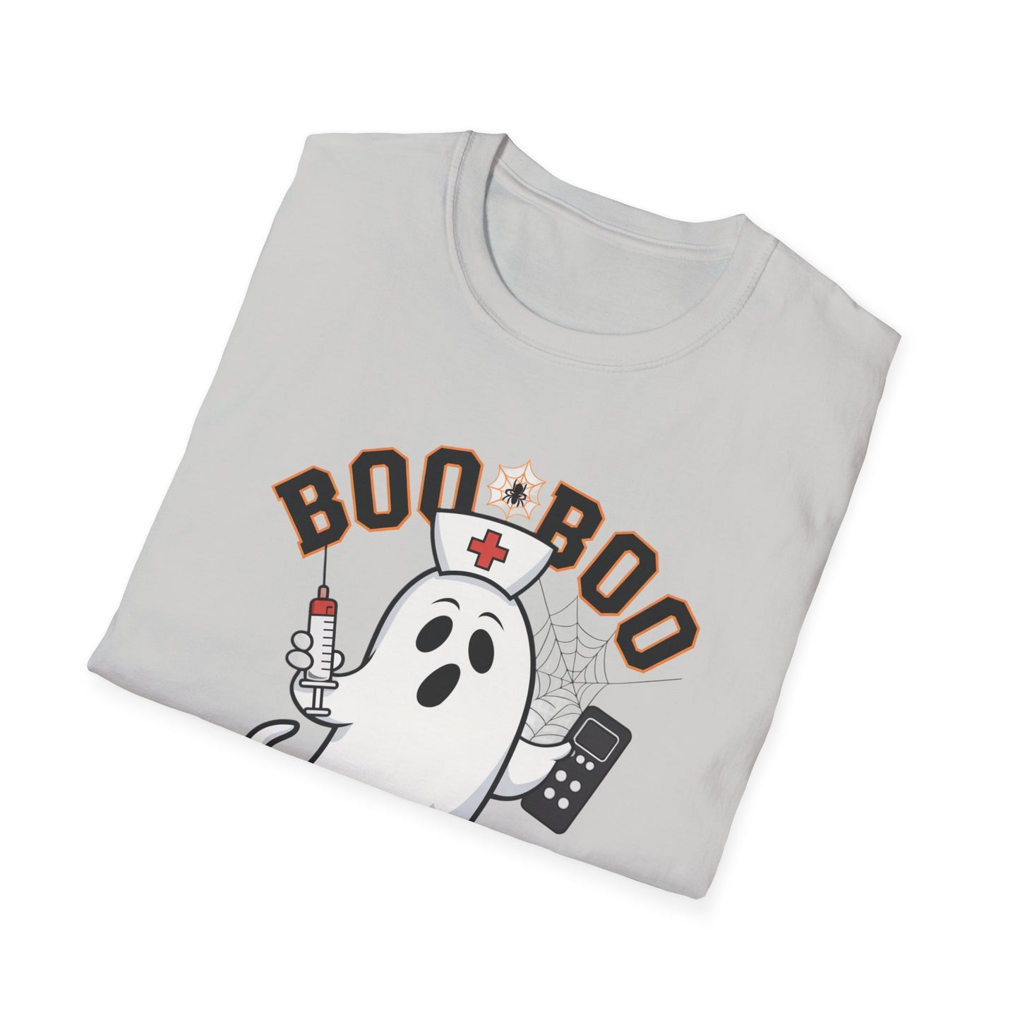 Boo Boo Crew T-Shirt, Softstyle Tee for Halloween, Ghost Nurse Shirt, Fun Family Costume Top, Spooky Comedy Dress-Up