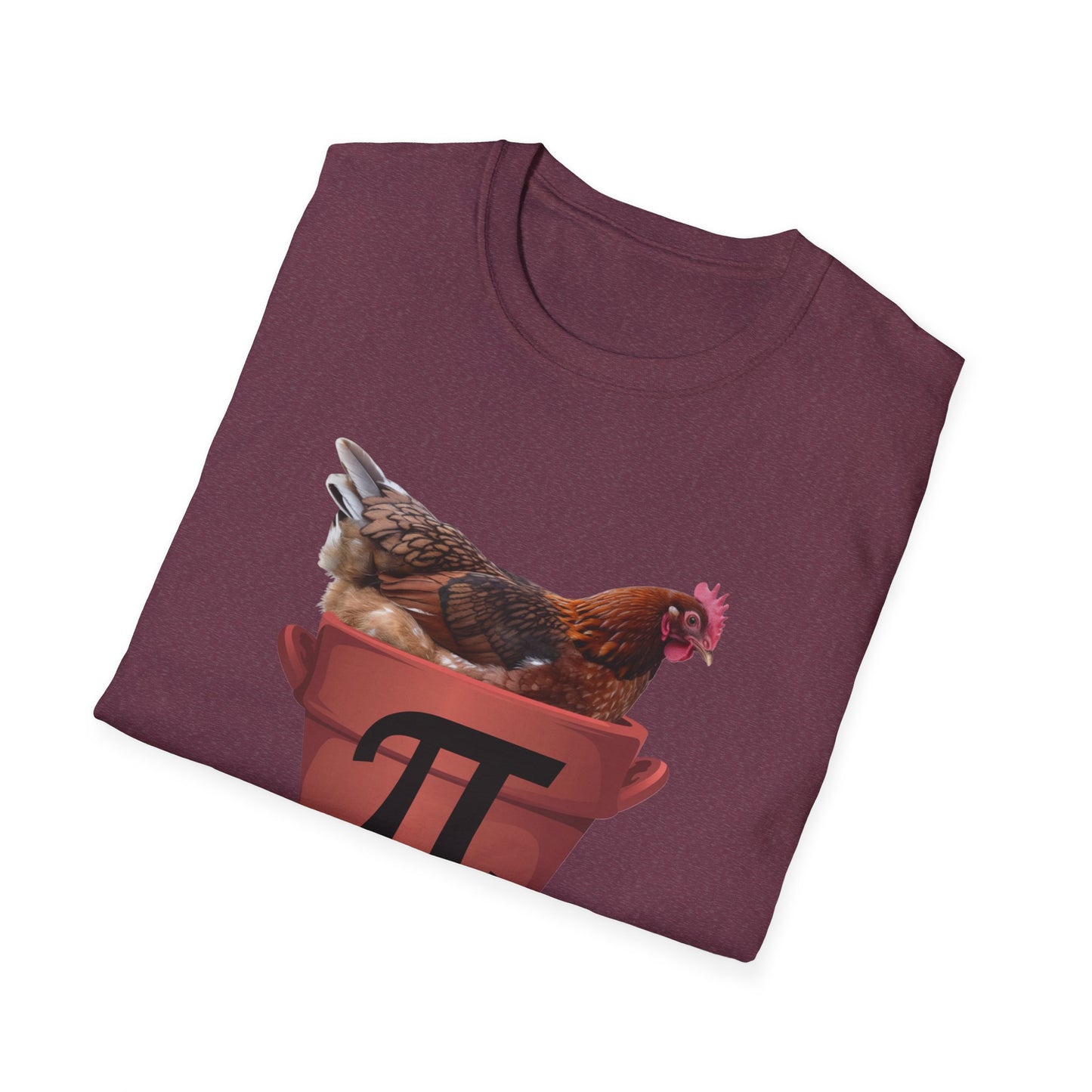Funny Chicken Pi Unisex Softstyle T-Shirt - Quirky Math Humor Tee