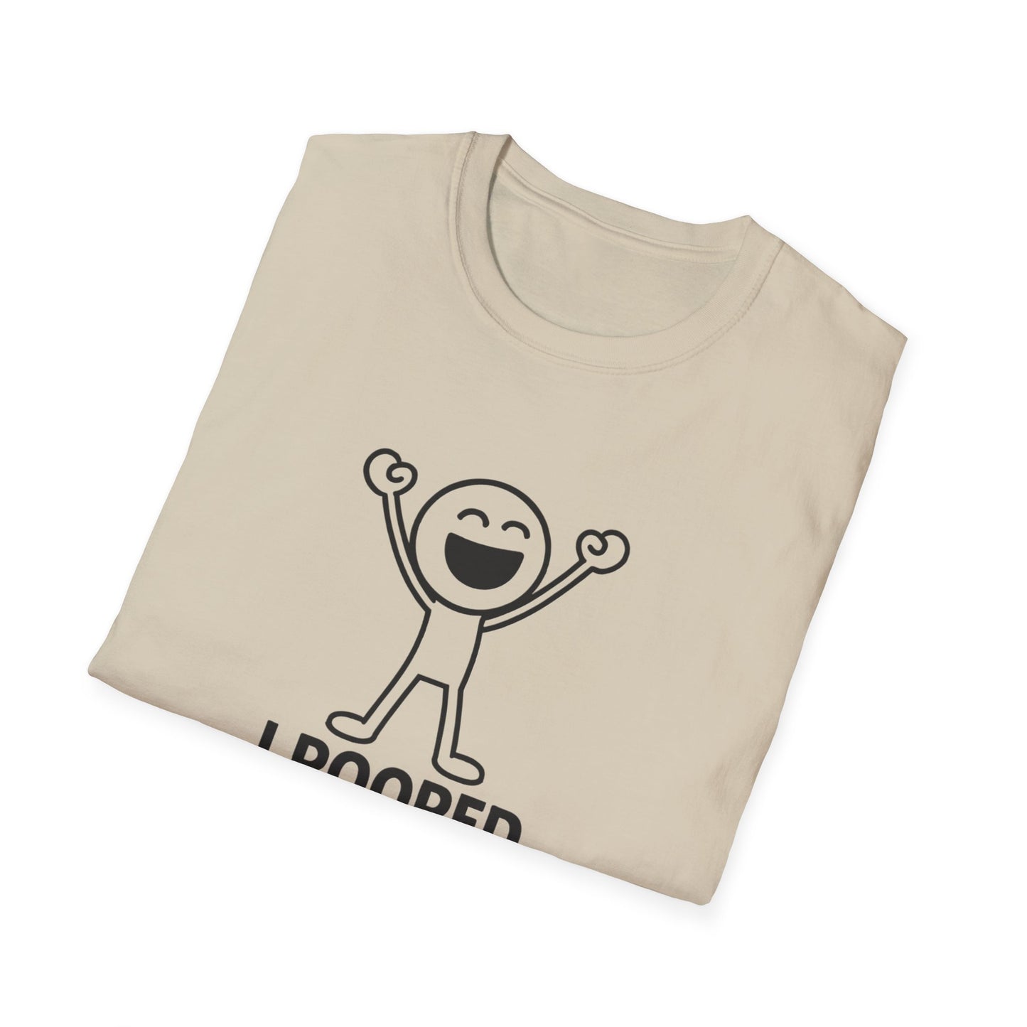 Funny Unisex Softstyle T-Shirt - "I Pooped Today!" Playful Humor Tee for Kids and Adults