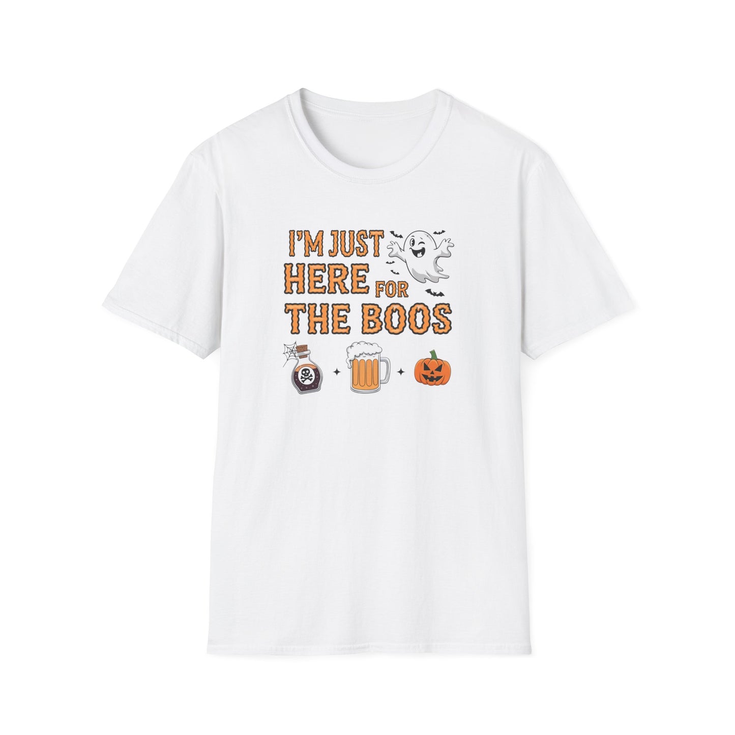 Halloween Ghost Graphic Tee, Unisex Softstyle T-Shirt, Funny Halloween Shirt, Fall Apparel, Spooky Party Outfit, Gifts for October