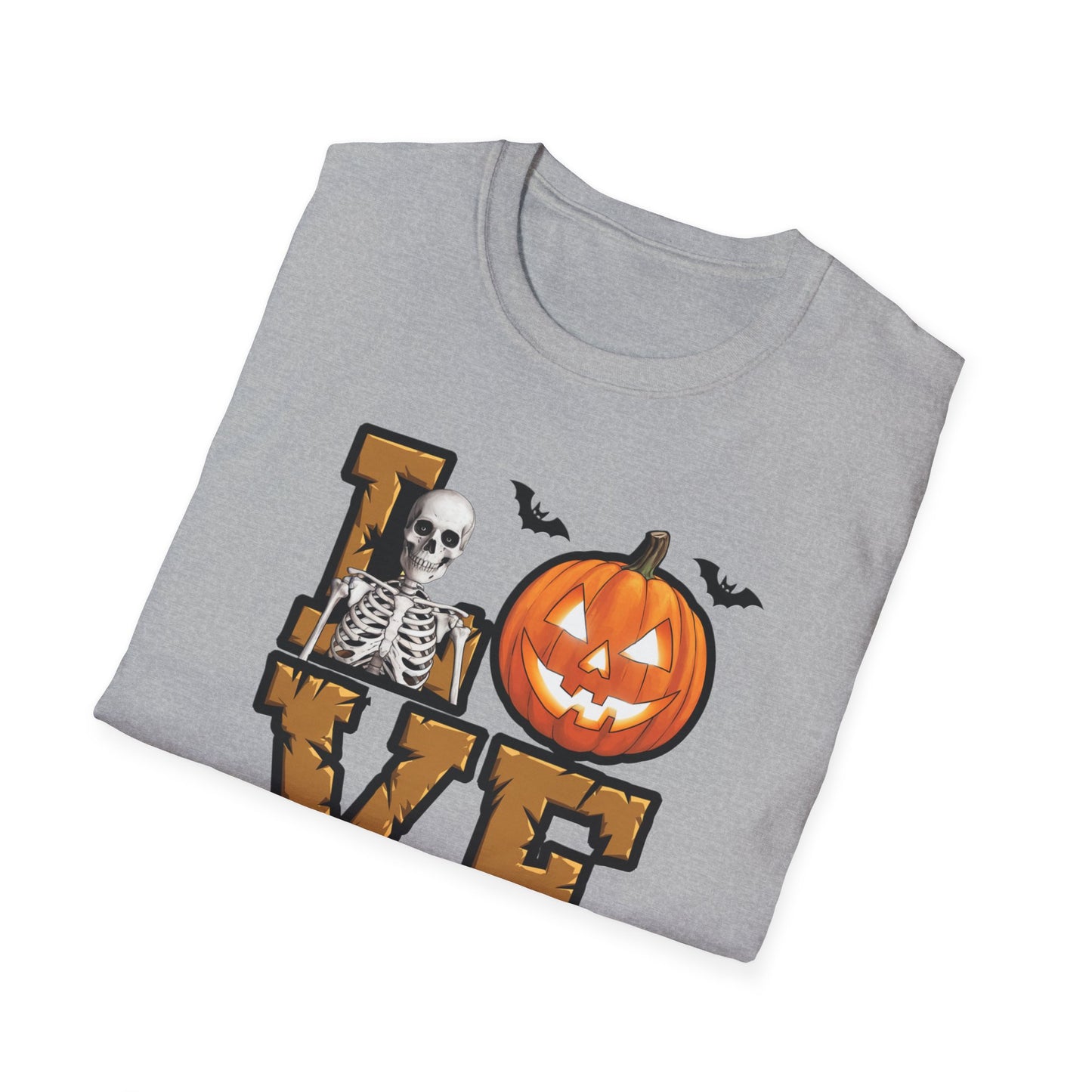 Halloween Skeleton Love T-Shirt, Spooky Graphic Tee, Unisex Fall Apparel, Halloween Costume, Trick or Treat Shirt