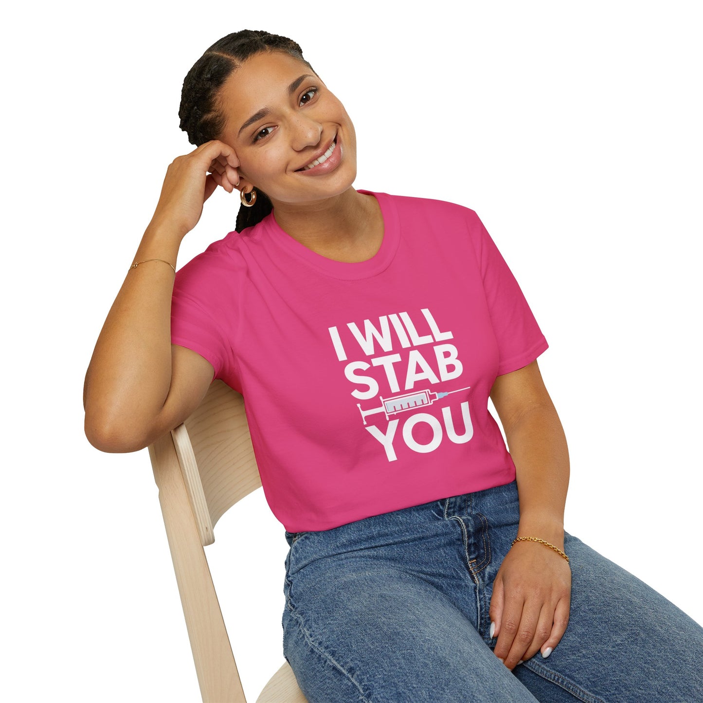I Will Stab You Unisex Softstyle T-Shirt - Fun and Edgy Graphic Tee for Casual Wear