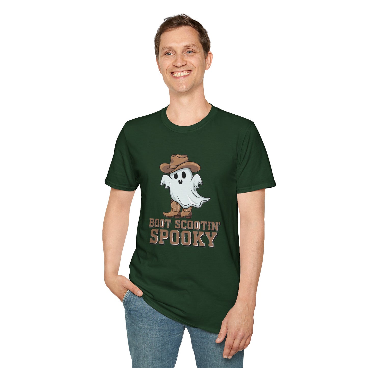 Ghostly Cowboy T-Shirt, Fun Halloween Tee, Spooky Ghost Shirt, Unisex Graphic Shirt, Witchy Casual Wear, Cute Halloween Gift