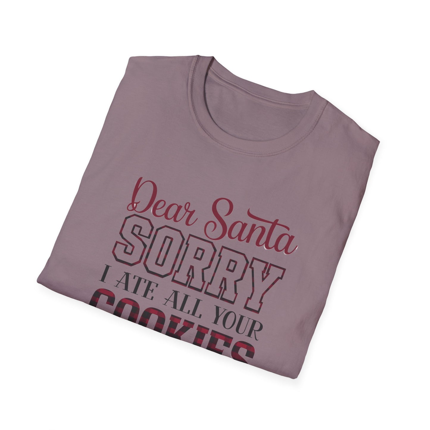 Funny Christmas T-Shirt, Unisex Softstyle Tee, Holiday Humor Gift, Santa Cookie Tee, Fun Gift for Him or Her, Seasonal Wear