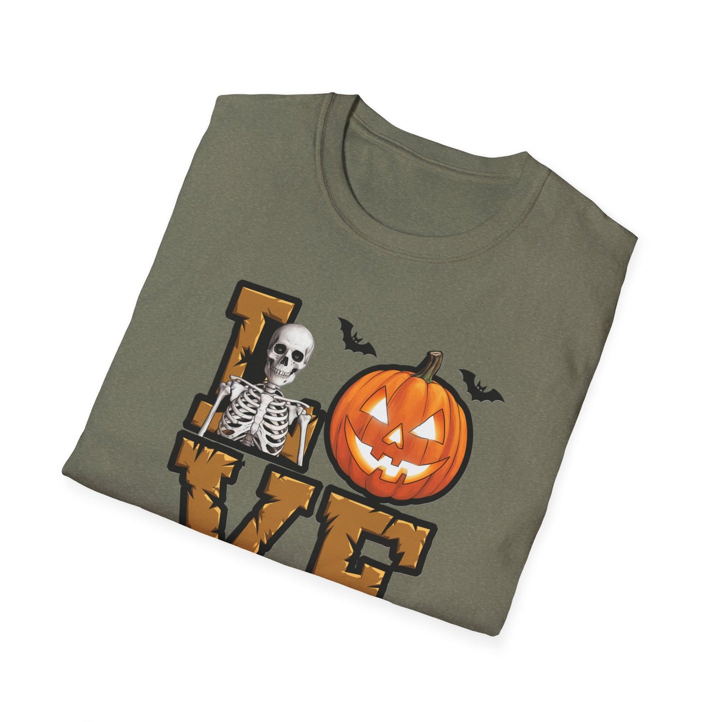 Halloween Skeleton Love T-Shirt, Spooky Graphic Tee, Unisex Fall Apparel, Halloween Costume, Trick or Treat Shirt