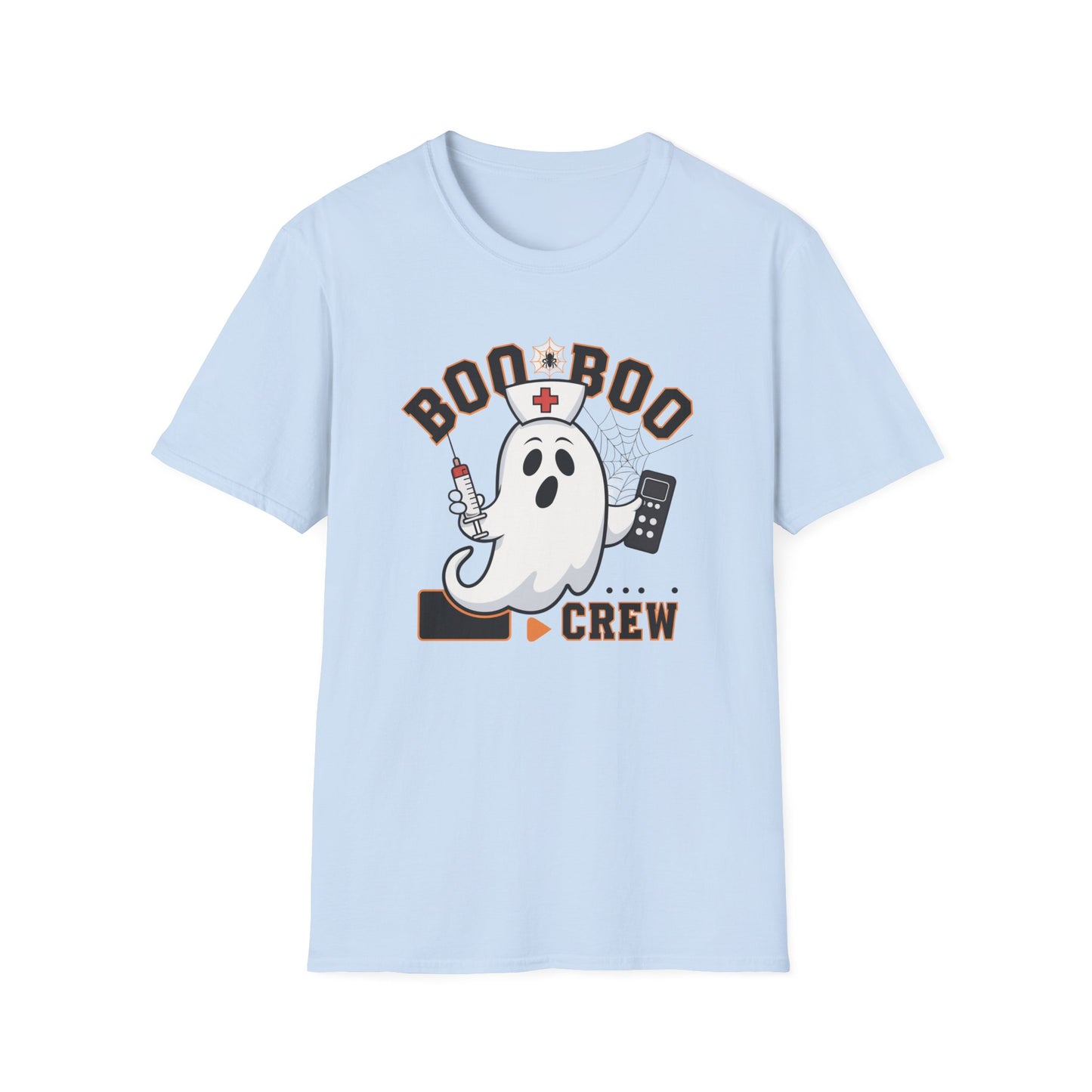 Boo Boo Crew T-Shirt, Softstyle Tee for Halloween, Ghost Nurse Shirt, Fun Family Costume Top, Spooky Comedy Dress-Up