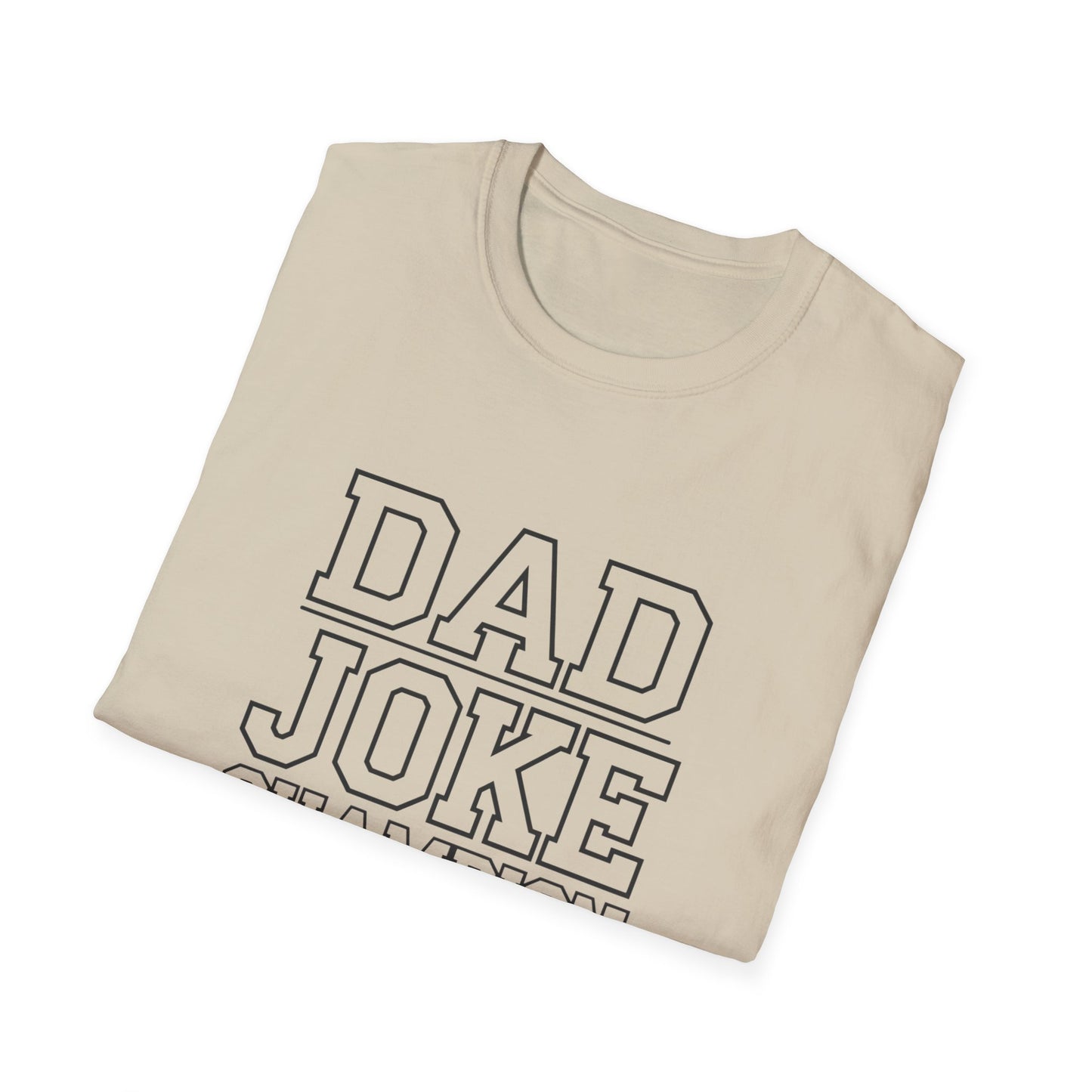 Dad Joke Champion Unisex Softstyle T-Shirt - Perfect Gift for Fathers' Day, Family Gatherings and Fun Occasions