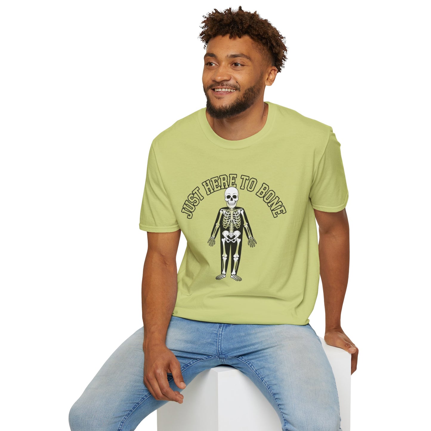 Just Here to Bone T-Shirt | Unisex Skeleton Tee, Halloween Shirt, Funny Graphic Tee, Casual Wear, Gift for Friends