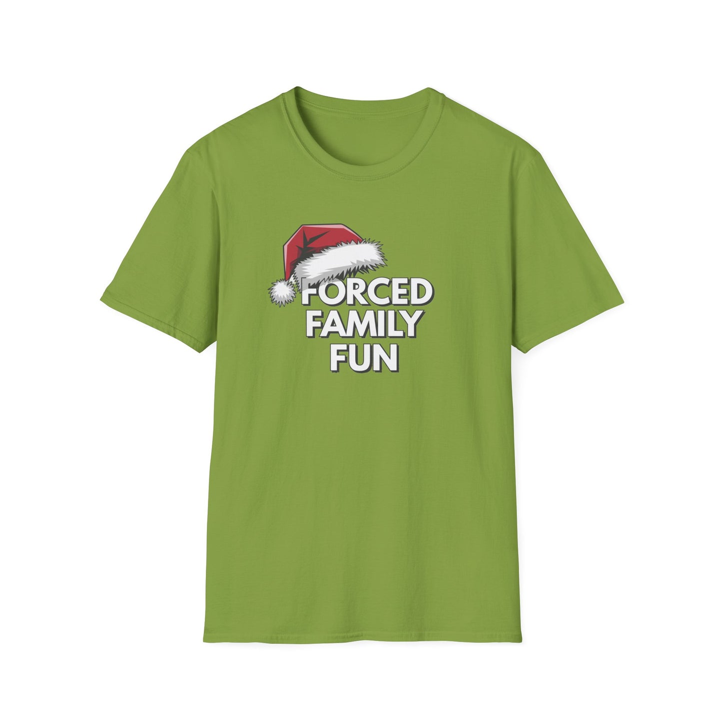 Forced Family Fun T-Shirt | Unisex Holiday Tee, Christmas Gift, Family Reunion Wear, Funny Christmas Shirt, Softstyle Tee