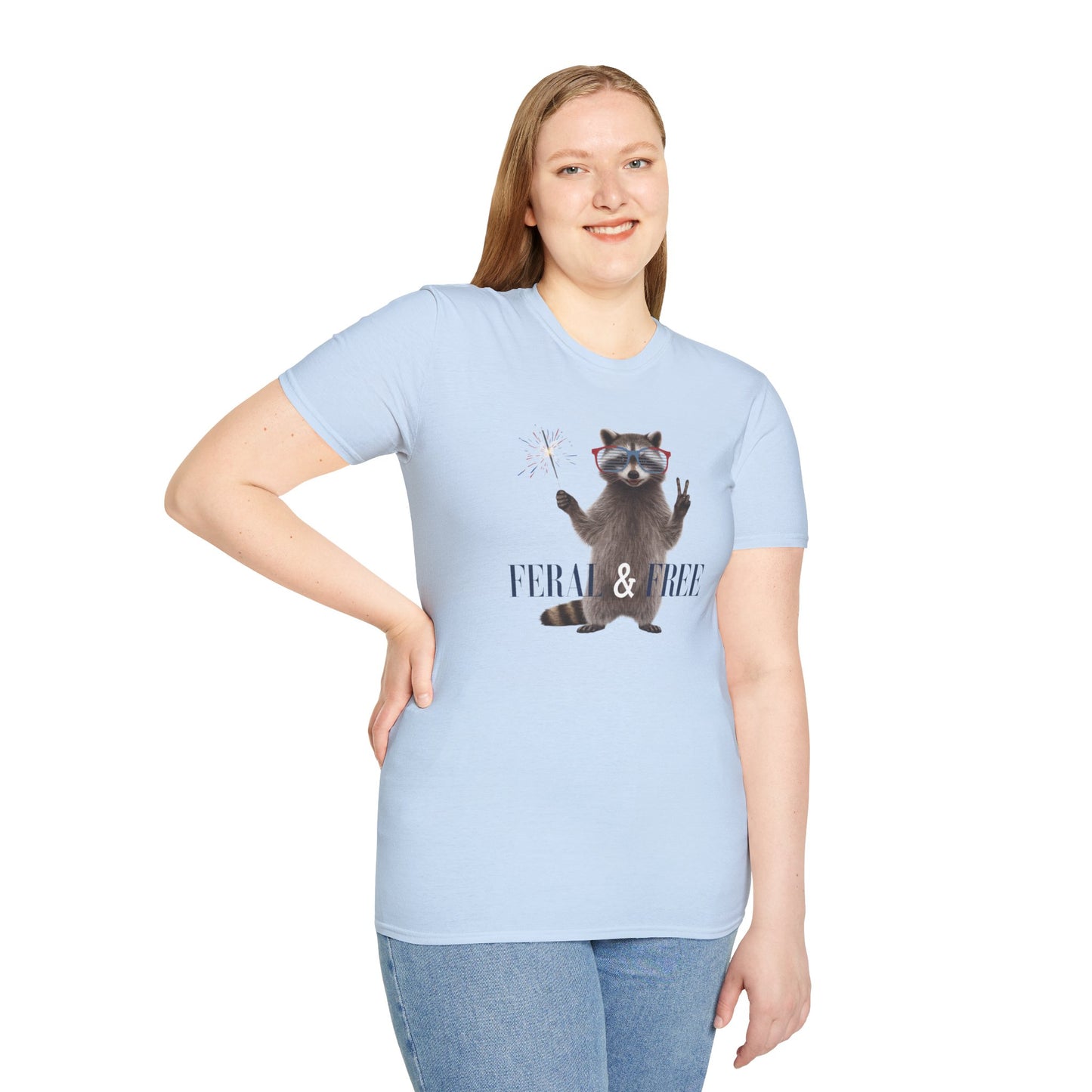 Feral & Free Raccoon Unisex Softstyle T-Shirt - Fun & Quirky Graphic Tee