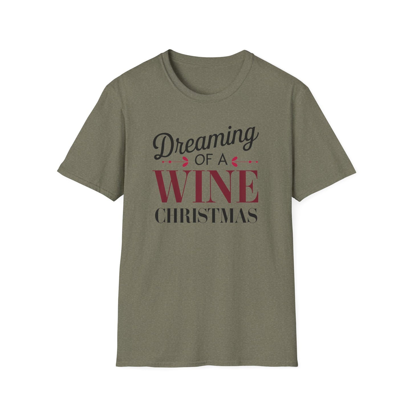 Dreaming of a Wine Christmas Unisex T-Shirt, Casual Gift, Holiday Apparel, Wine Lovers Tee, Christmas Party Shirt