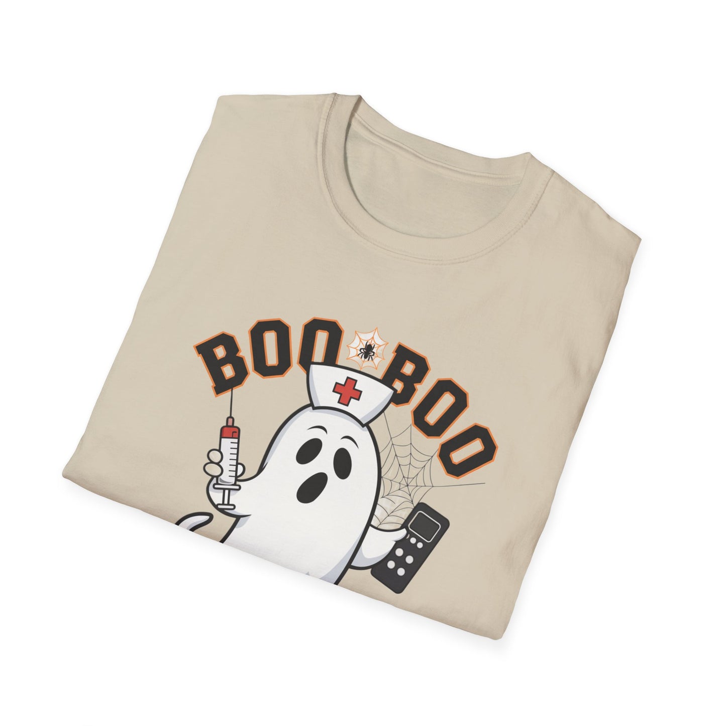 Boo Boo Crew T-Shirt, Softstyle Tee for Halloween, Ghost Nurse Shirt, Fun Family Costume Top, Spooky Comedy Dress-Up