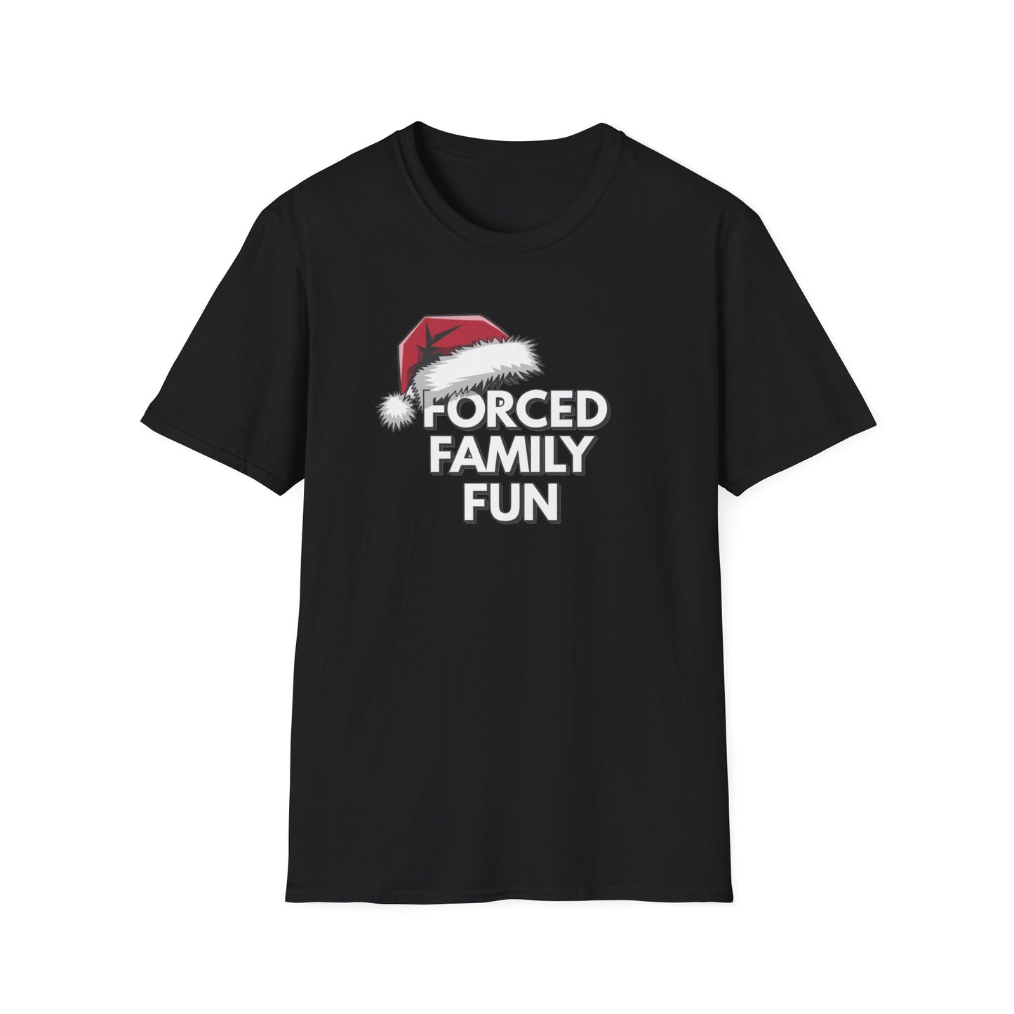 Forced Family Fun T-Shirt | Unisex Holiday Tee, Christmas Gift, Family Reunion Wear, Funny Christmas Shirt, Softstyle Tee