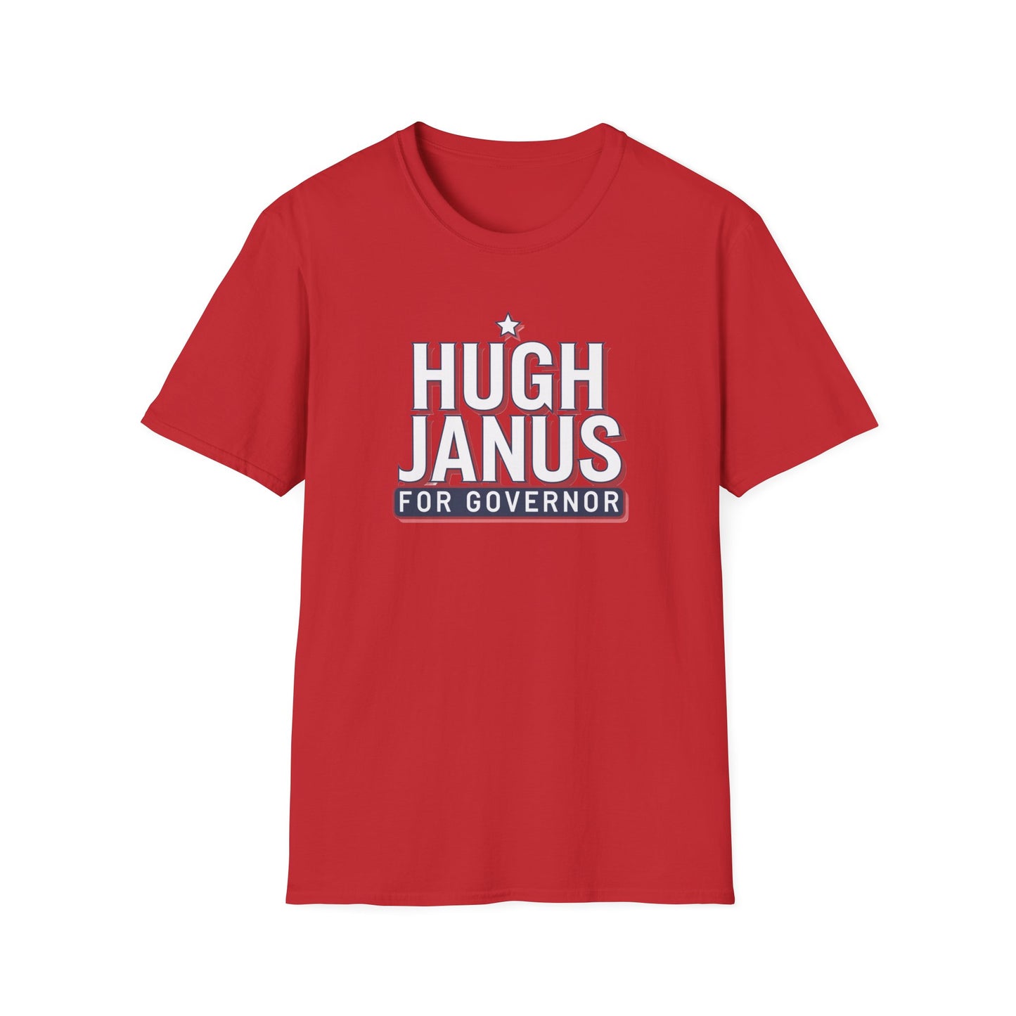 Funny Political T-Shirt - Hugh Janus for Governor, Unisex Softstyle Tee, Election Campaign Shirt, Gift for Voters, Political Humor Top