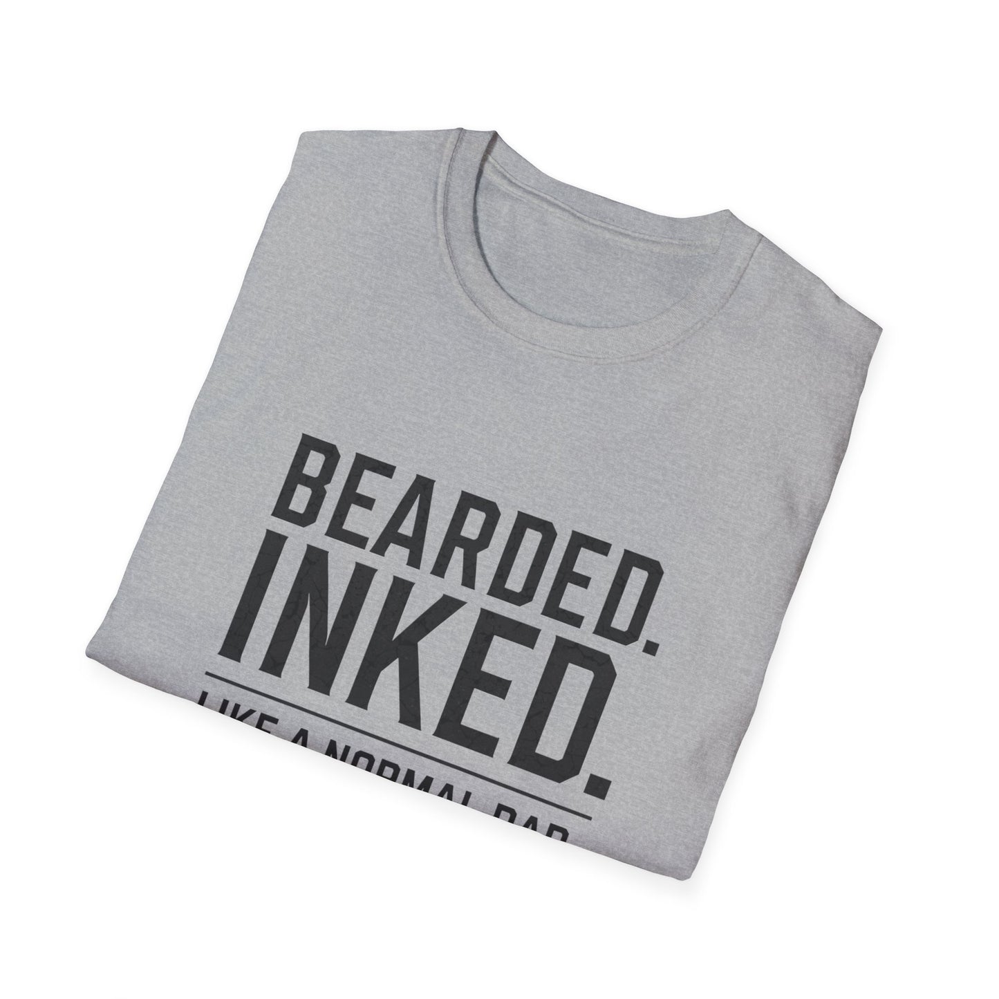 Bearded Dad T-Shirt, Funny Gift for Father's Day, Unisex Softstyle Tee, Casual Wear, Inked Dad Apparel, Perfect for Dads