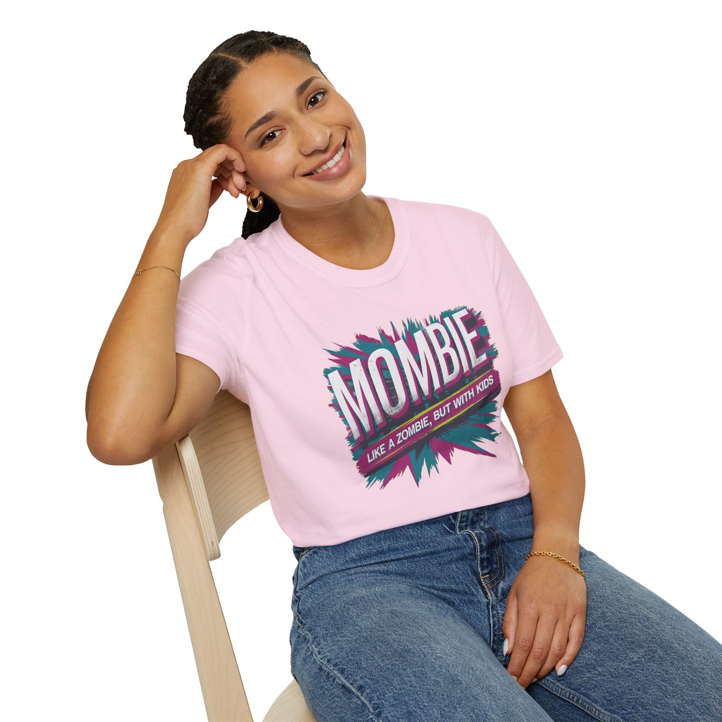 Mombie T-Shirt - Funny Parenting Gift, Unisex Softstyle Tee, Perfect for Moms, Halloween, Gift for New Moms, Casual Wear