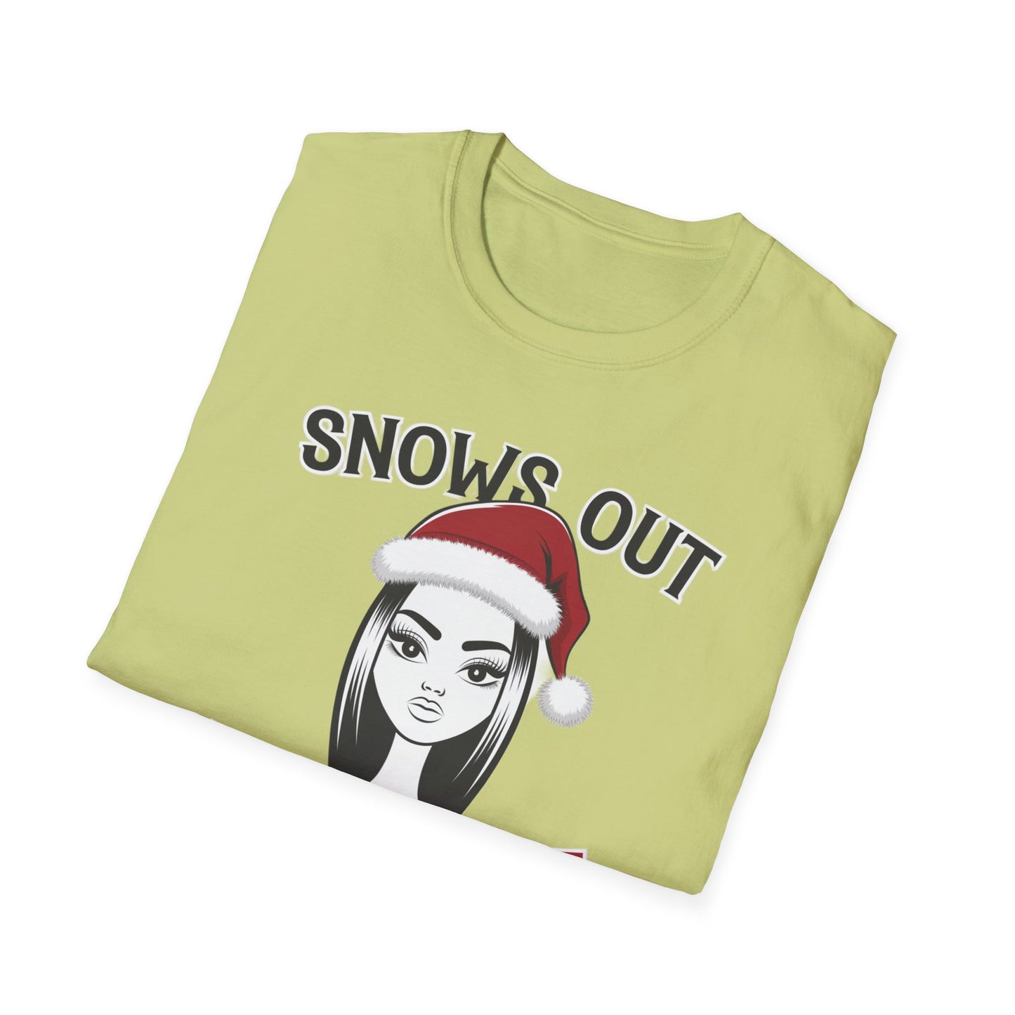 Unisex Holiday T-Shirt - "Snows Out, Hoes Out" - Funny Christmas Top, Winter Party Apparel, Gift for Friends, Casual Wear