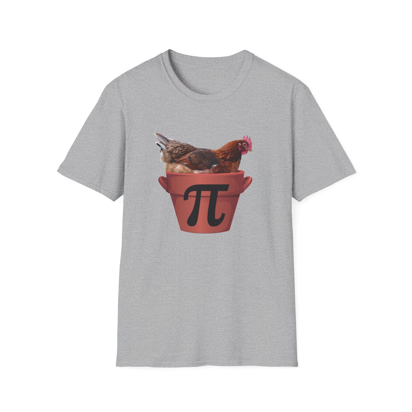 Funny Chicken Pi Unisex Softstyle T-Shirt - Quirky Math Humor Tee