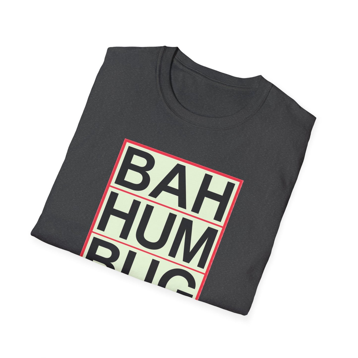 Bah Humbug Unisex Softstyle T-Shirt, Funny Christmas Shirt, Holiday Humor Tee, Gift for Grumpy Friends, Festive Casualwear