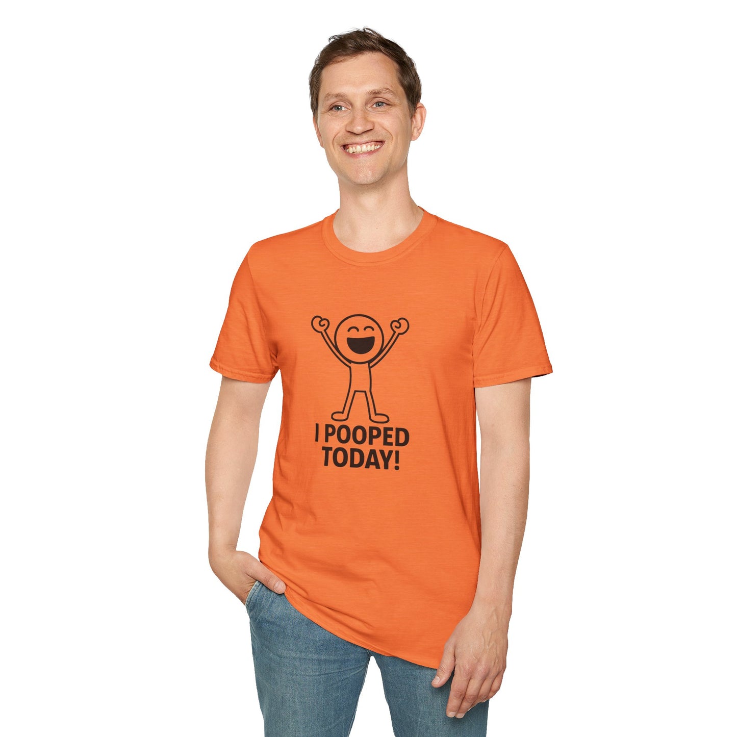 Funny Unisex Softstyle T-Shirt - "I Pooped Today!" Playful Humor Tee for Kids and Adults