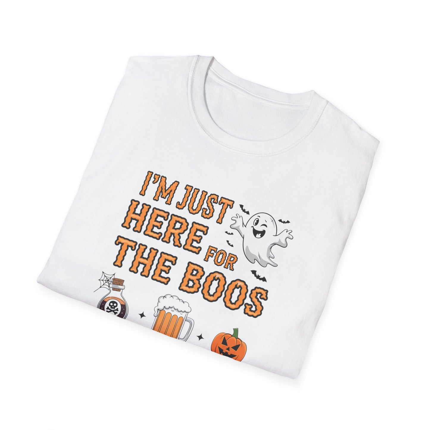 Halloween Ghost Graphic Tee, Unisex Softstyle T-Shirt, Funny Halloween Shirt, Fall Apparel, Spooky Party Outfit, Gifts for October