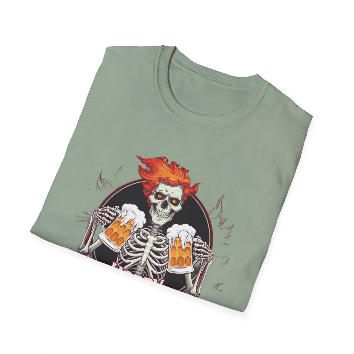 Halloween Skeleton T-Shirt, Unisex Softstyle Tee, Spooky Party Shirt, Halloween Costume Top, Gift for Halloween Lovers