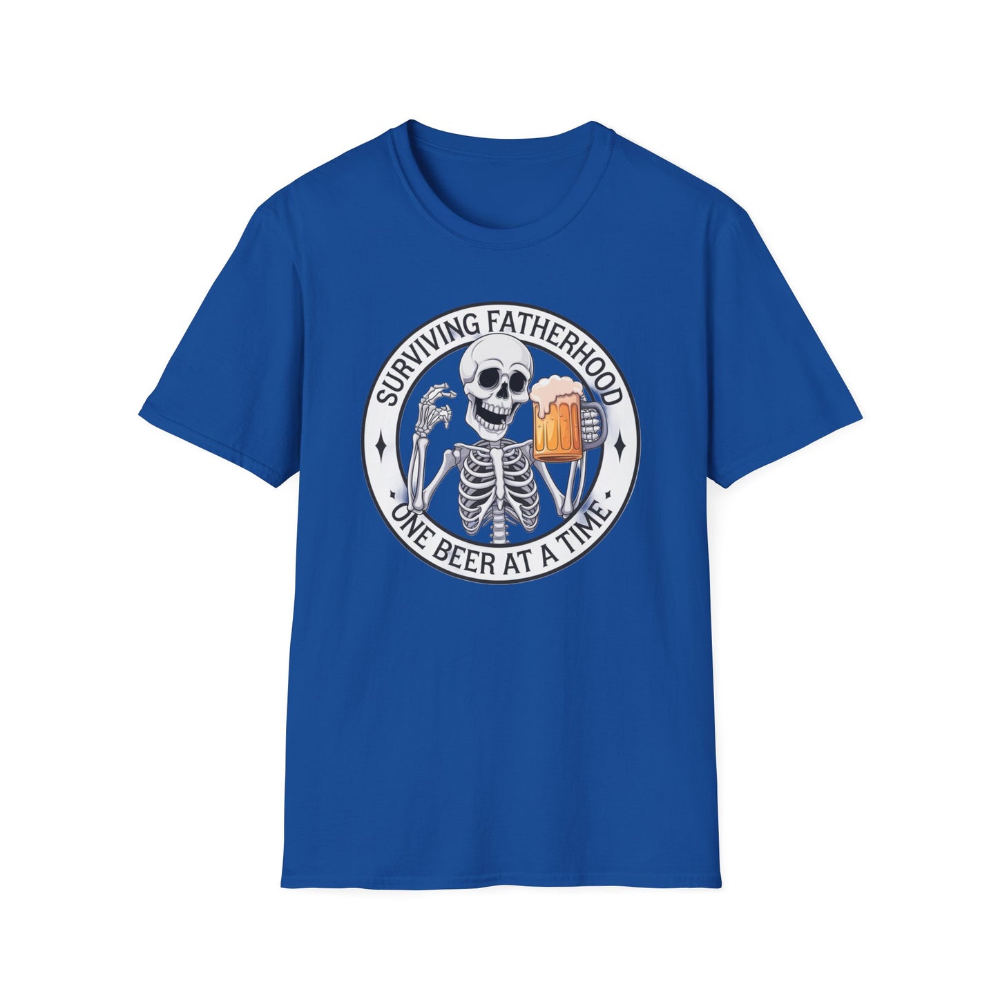 Surviving Fatherhood T-Shirt - Funny Gift for Dads, Halloween, Father's Day, Birthday, Skeleton Design