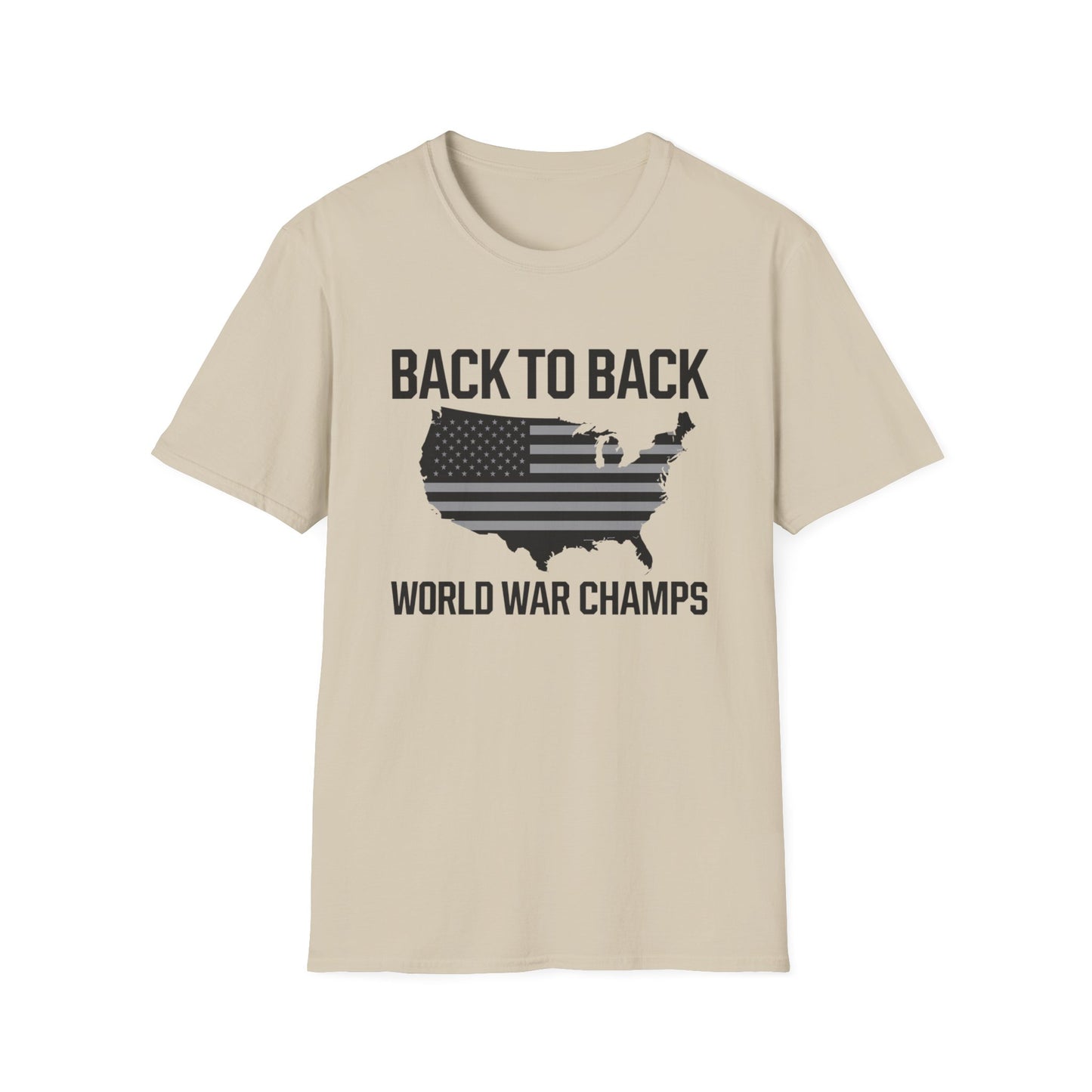 Patriotic Unisex Softstyle T-Shirt – ‘Back to Back World War Champs’