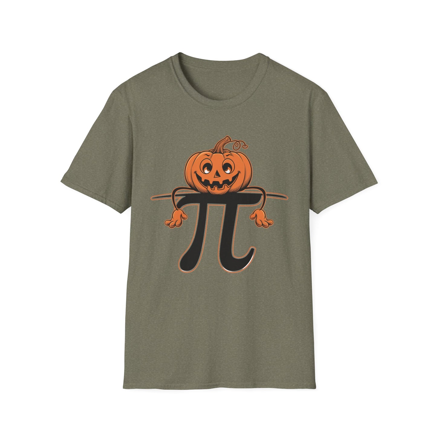 Funny Pumpkin Pi Unisex Softstyle T-Shirt - Halloween Tee, Math Lover Shirt, Fall Apparel, Seasonal Gift, Casual Outfit
