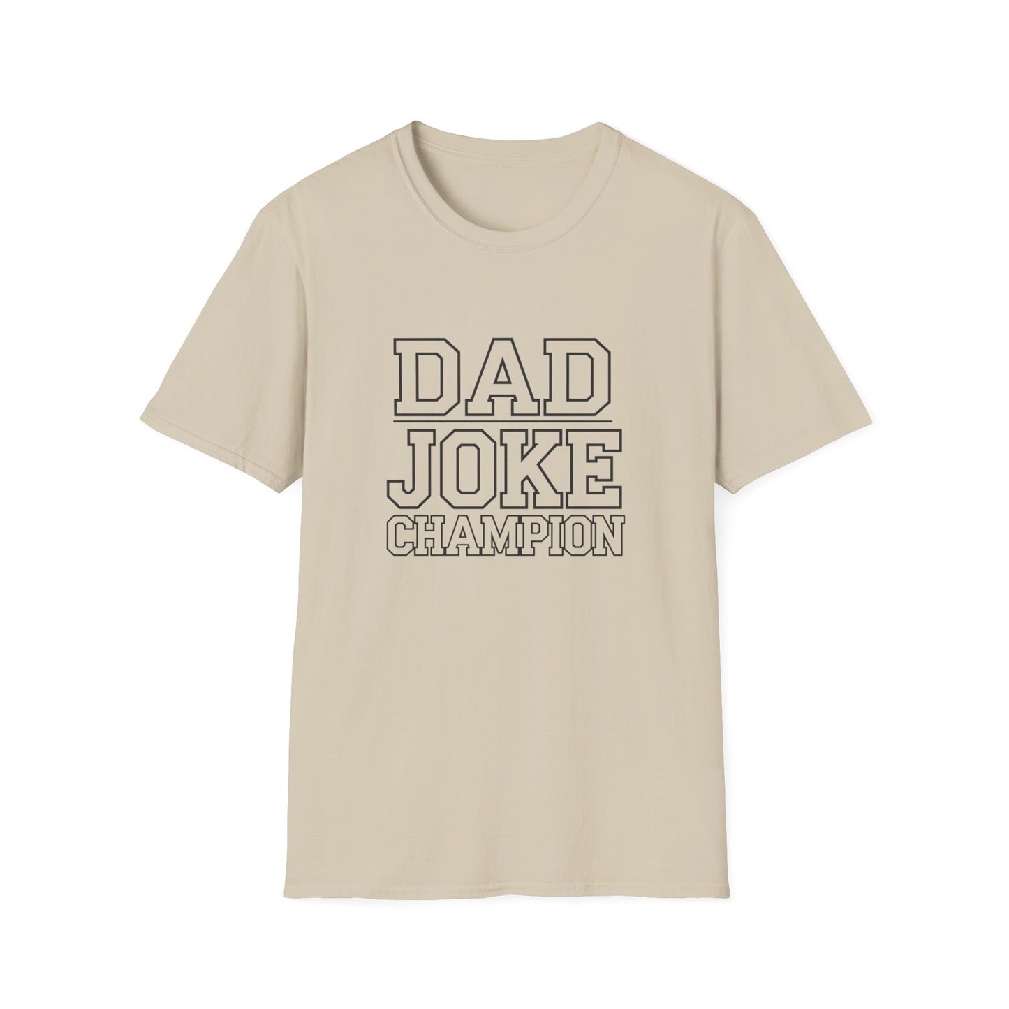 Dad Joke Champion Unisex Softstyle T-Shirt - Perfect Gift for Fathers' Day, Family Gatherings and Fun Occasions
