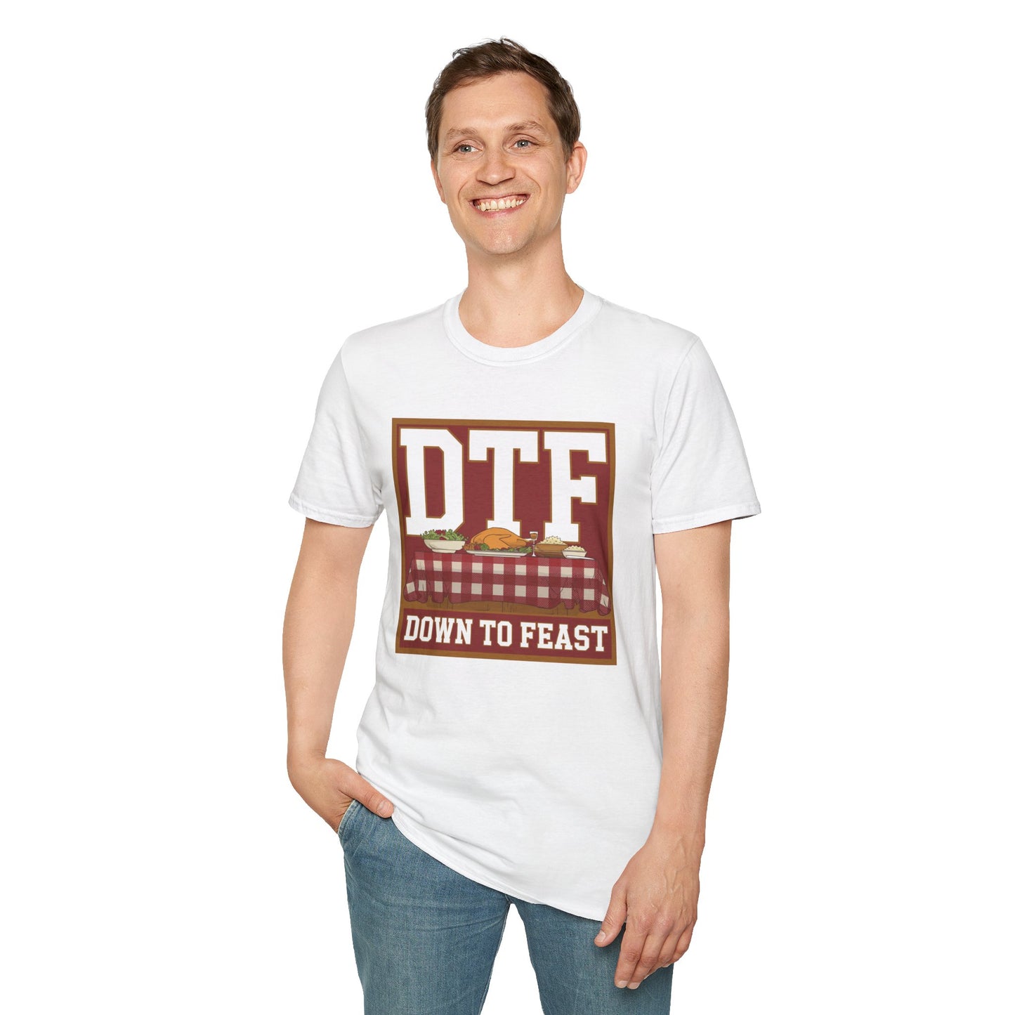 DTF Down to Feast Unisex Softstyle T-Shirt - Perfect for Food Lovers and Parties