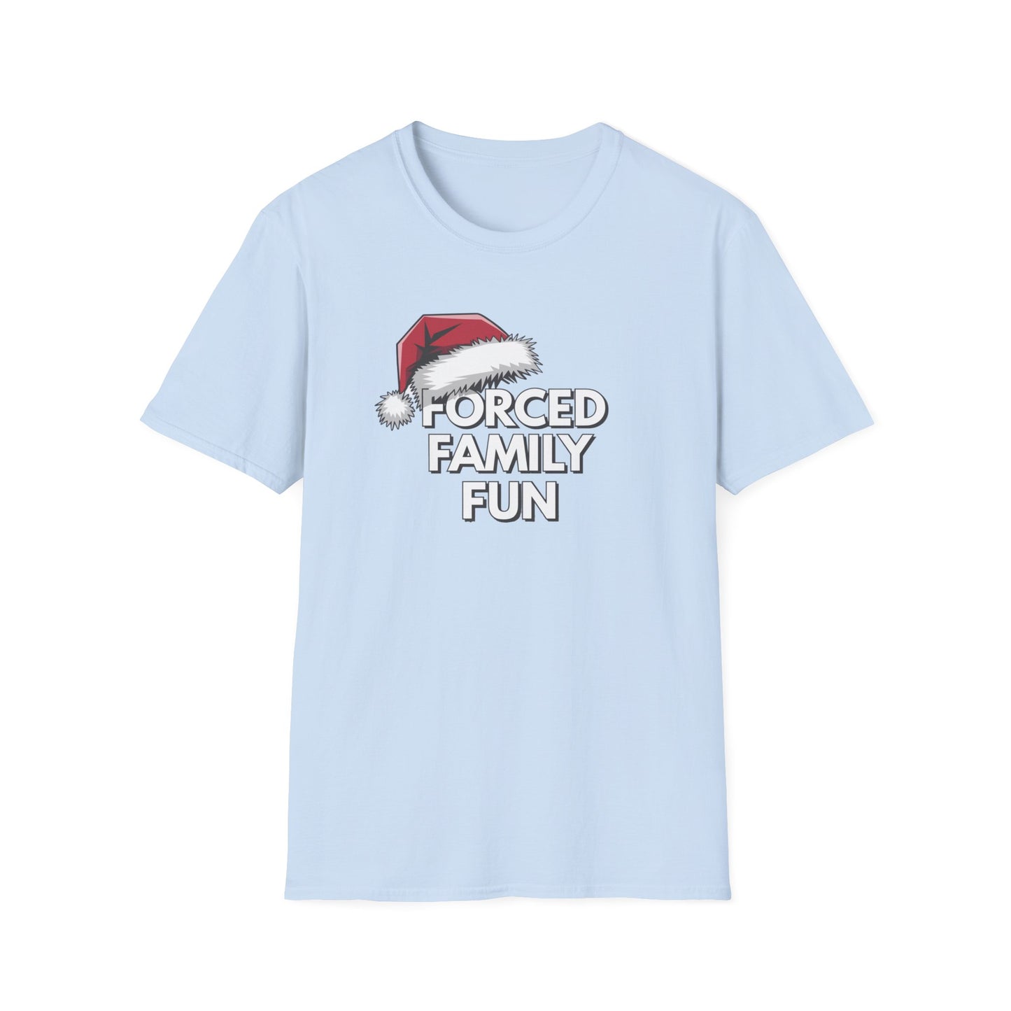 Forced Family Fun T-Shirt | Unisex Holiday Tee, Christmas Gift, Family Reunion Wear, Funny Christmas Shirt, Softstyle Tee