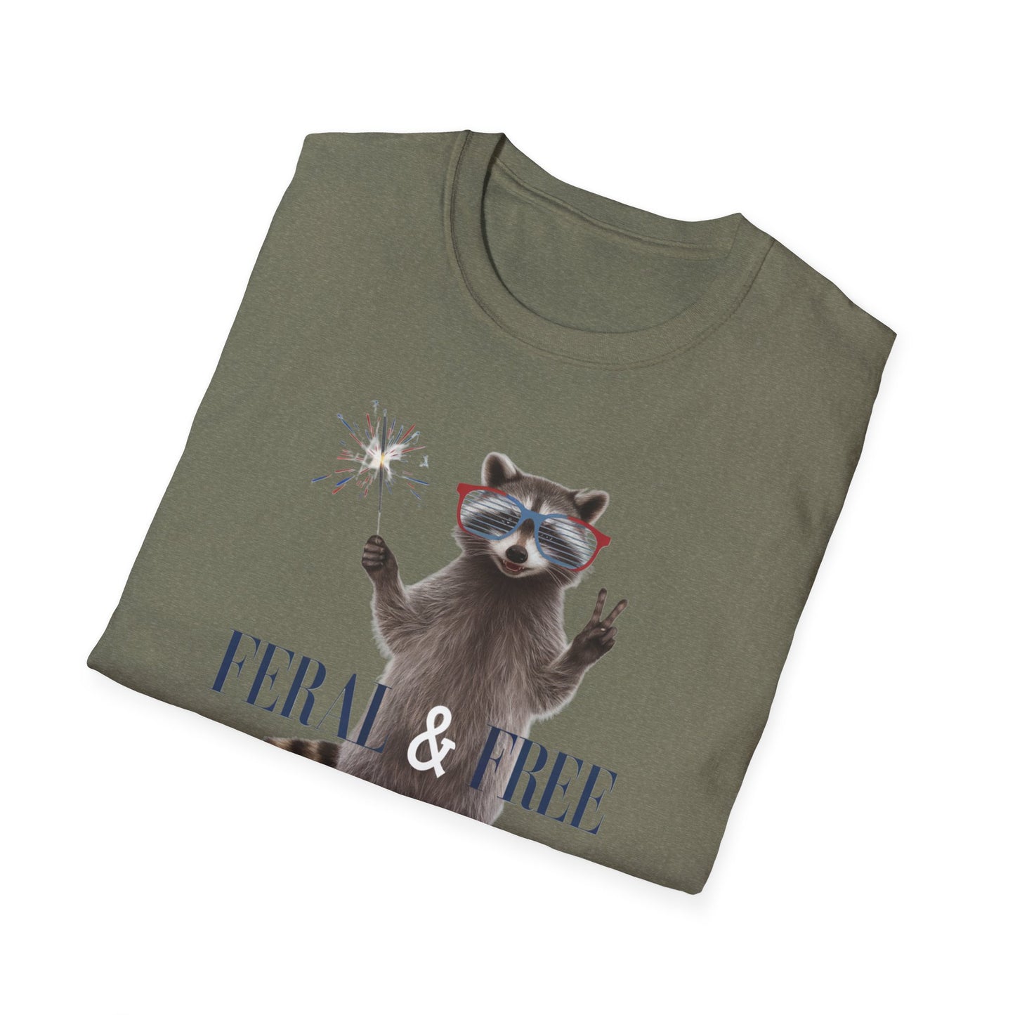 Feral & Free Raccoon Unisex Softstyle T-Shirt - Fun & Quirky Graphic Tee