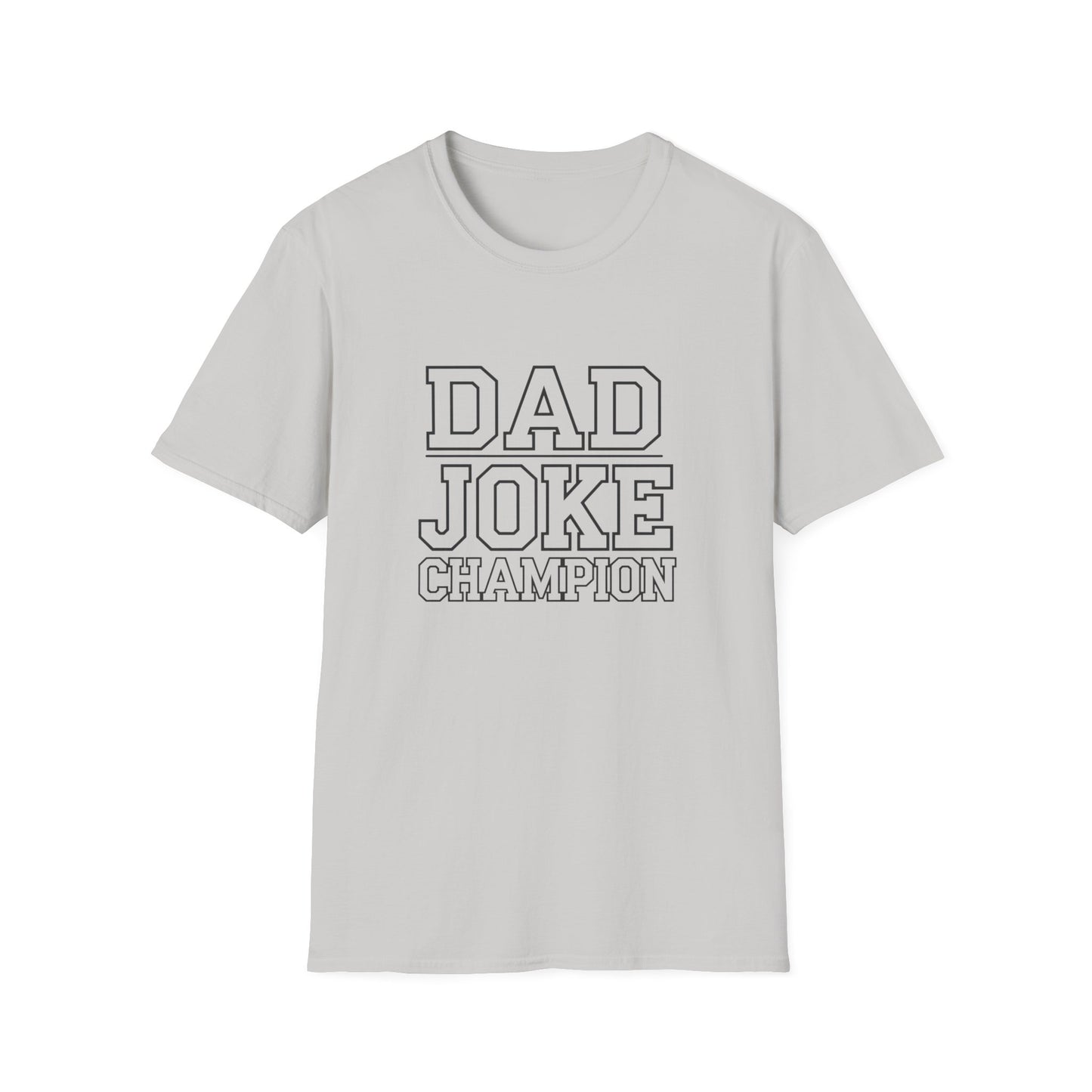 Dad Joke Champion Unisex Softstyle T-Shirt - Perfect Gift for Fathers' Day, Family Gatherings and Fun Occasions