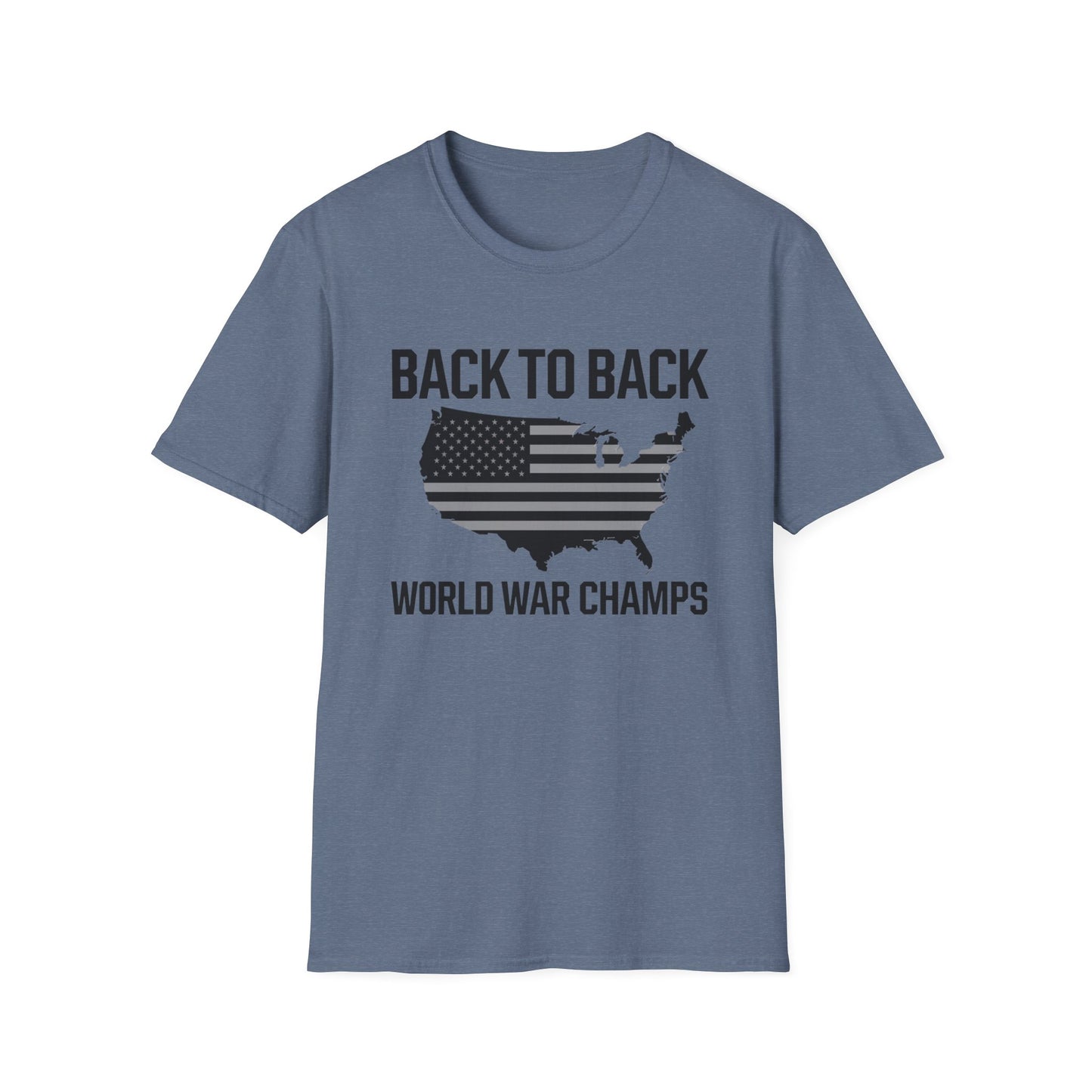 Patriotic Unisex Softstyle T-Shirt – ‘Back to Back World War Champs’