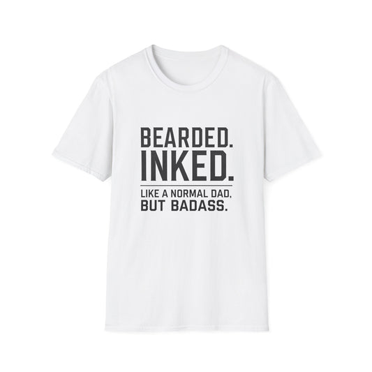 Bearded Dad T-Shirt, Funny Gift for Father's Day, Unisex Softstyle Tee, Casual Wear, Inked Dad Apparel, Perfect for Dads
