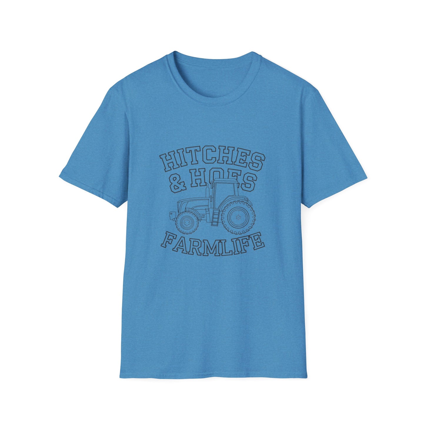 Hitches & Hoes Farm Life T-Shirt - Unisex Softstyle Tee for Farmers