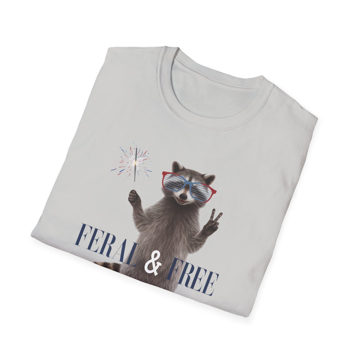 Feral & Free Raccoon Unisex Softstyle T-Shirt - Fun & Quirky Graphic Tee