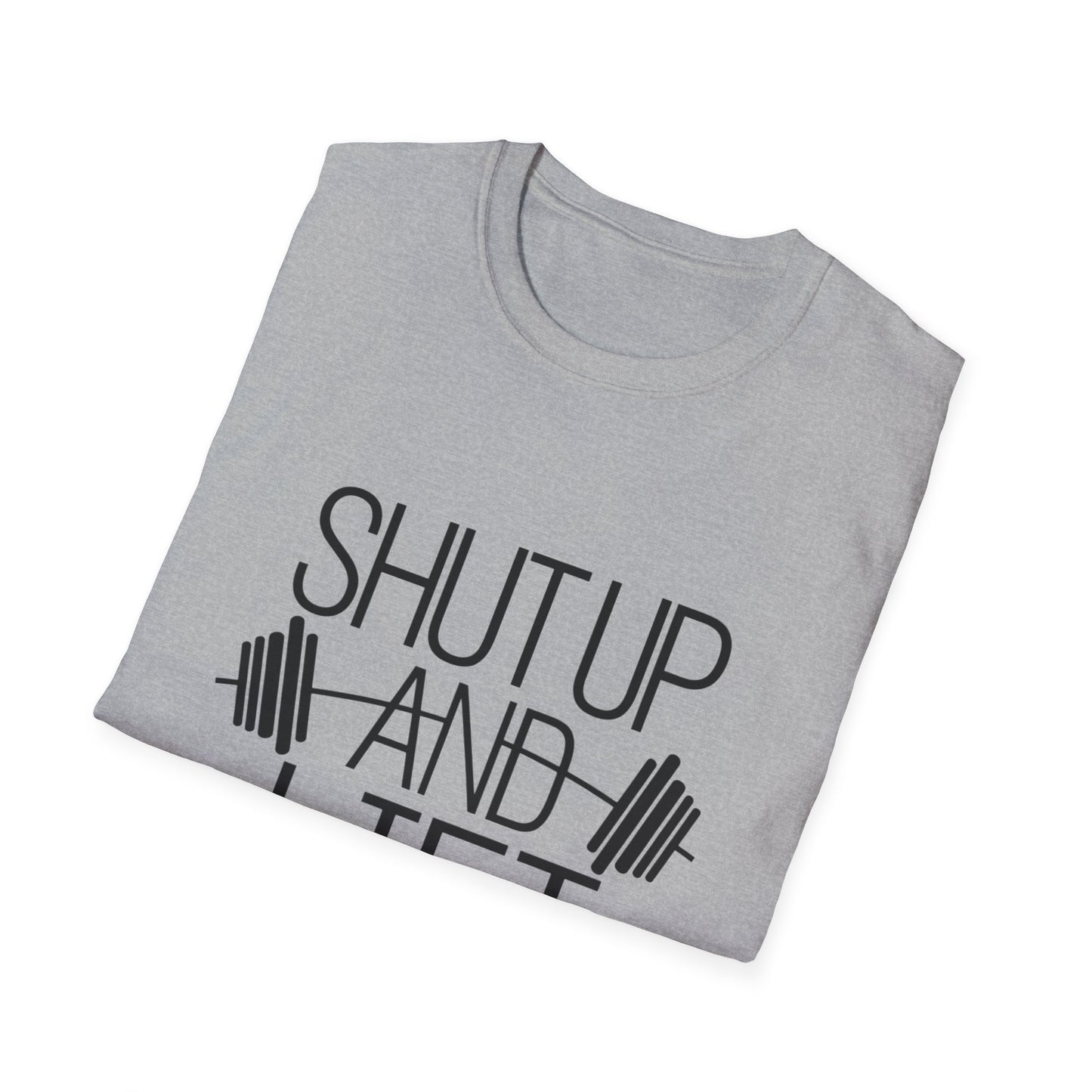 Fitness Motivation T-Shirt - "Shut Up and Lift" - Unisex Softstyle Tee for Gym Enthusiasts