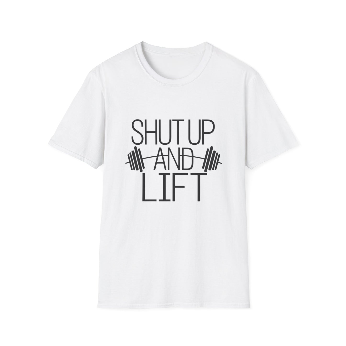 Fitness Motivation T-Shirt - "Shut Up and Lift" - Unisex Softstyle Tee for Gym Enthusiasts