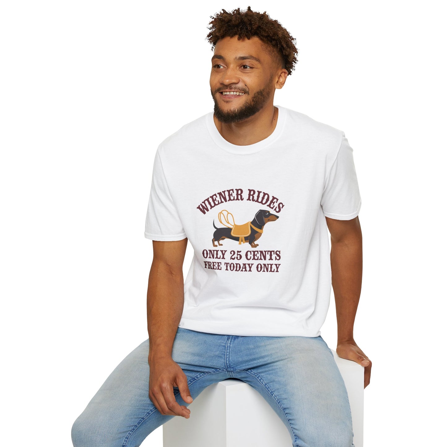 Humorous Wiener Rides Unisex T-Shirt - Fun Gift for Dog Lovers