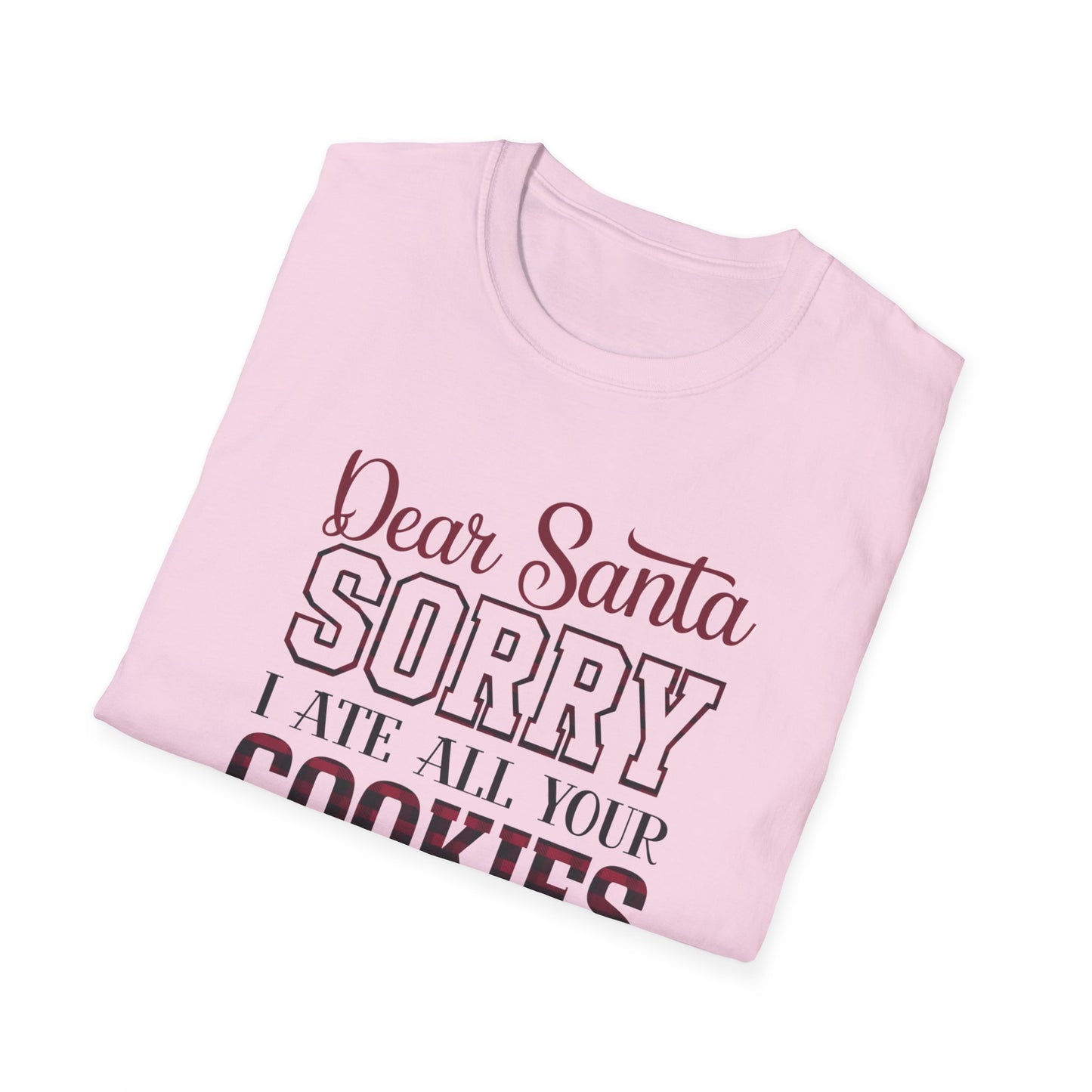 Funny Christmas T-Shirt, Unisex Softstyle Tee, Holiday Humor Gift, Santa Cookie Tee, Fun Gift for Him or Her, Seasonal Wear