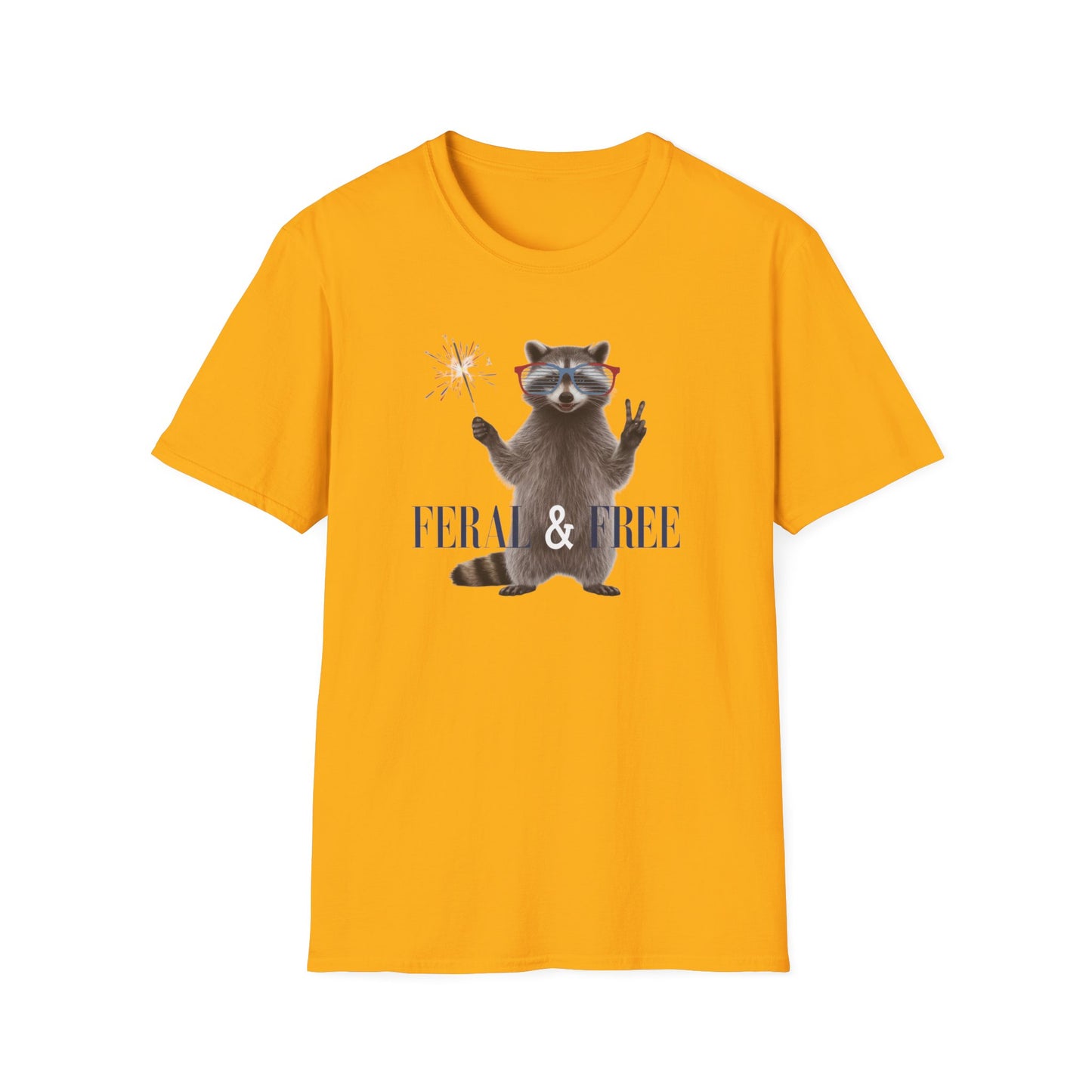 Feral & Free Raccoon Unisex Softstyle T-Shirt - Fun & Quirky Graphic Tee
