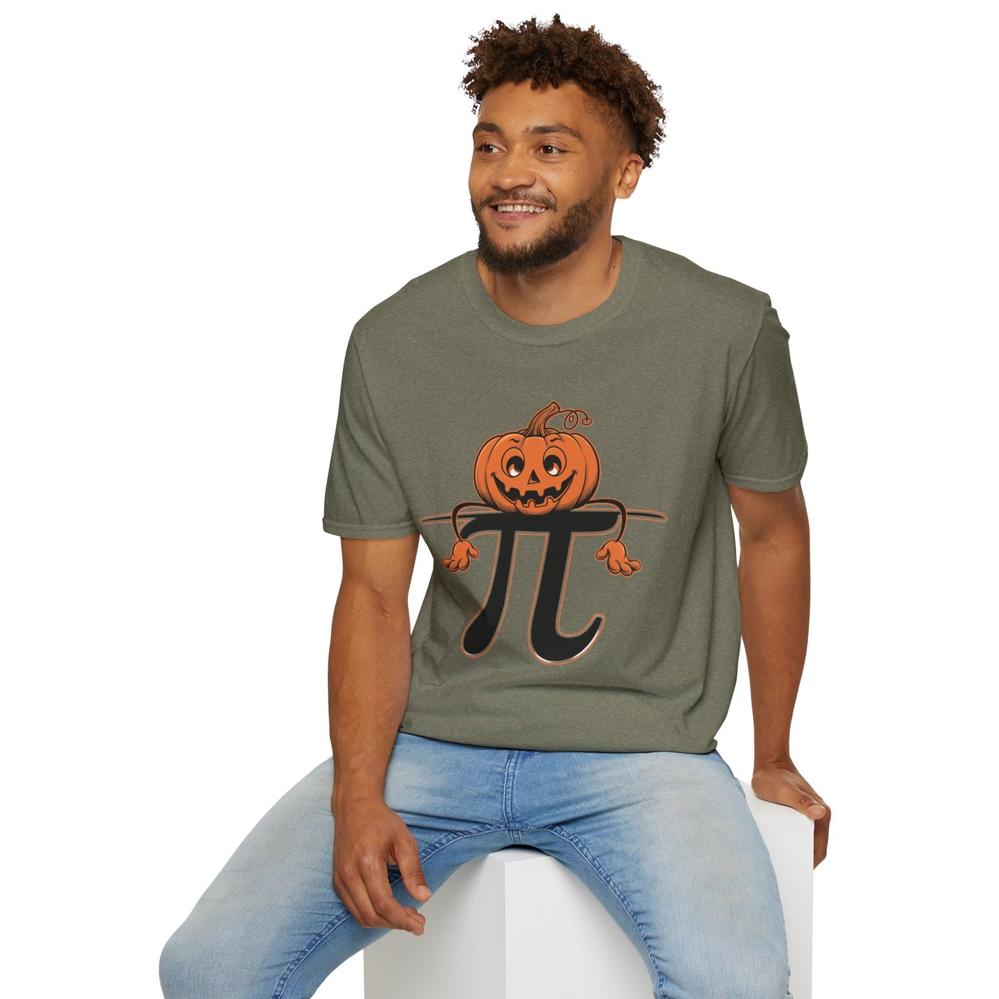 Funny Pumpkin Pi Unisex Softstyle T-Shirt - Halloween Tee, Math Lover Shirt, Fall Apparel, Seasonal Gift, Casual Outfit