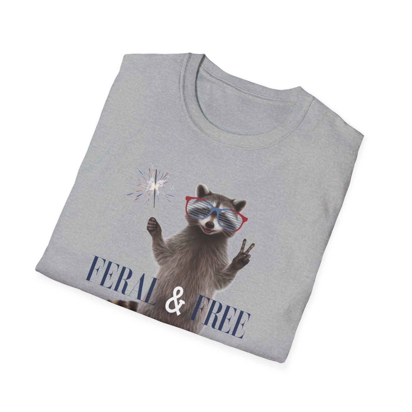 Feral & Free Raccoon Unisex Softstyle T-Shirt - Fun & Quirky Graphic Tee