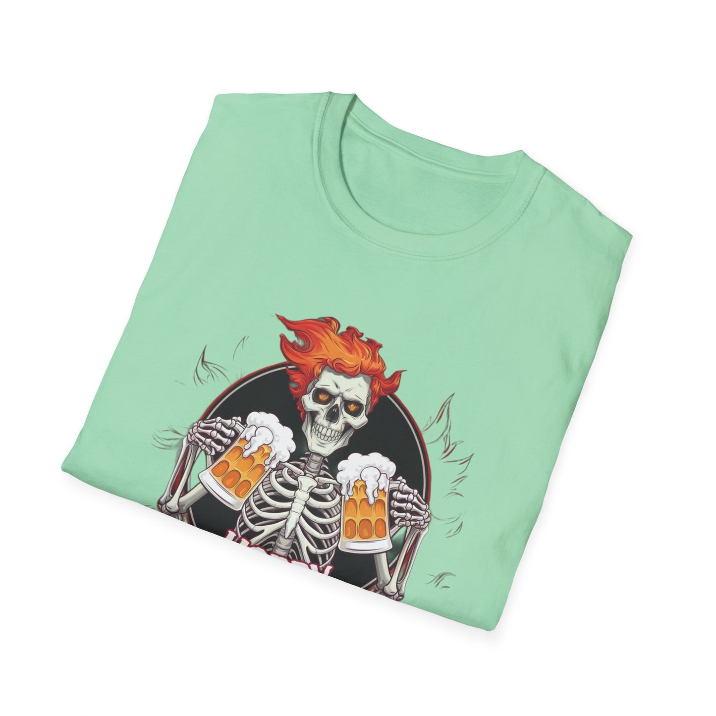 Halloween Skeleton T-Shirt, Unisex Softstyle Tee, Spooky Party Shirt, Halloween Costume Top, Gift for Halloween Lovers