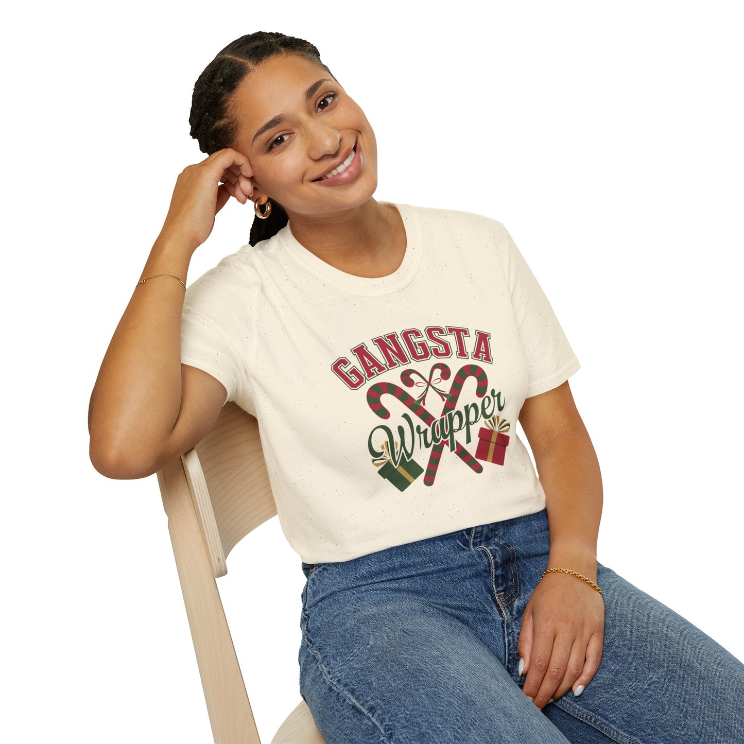 Gangsta Wrapper Unisex T-Shirt, Funny Holiday Shirt, Christmas Apparel, Gift for Him/Her, December Party Outfit, Trendy Holiday Tee
