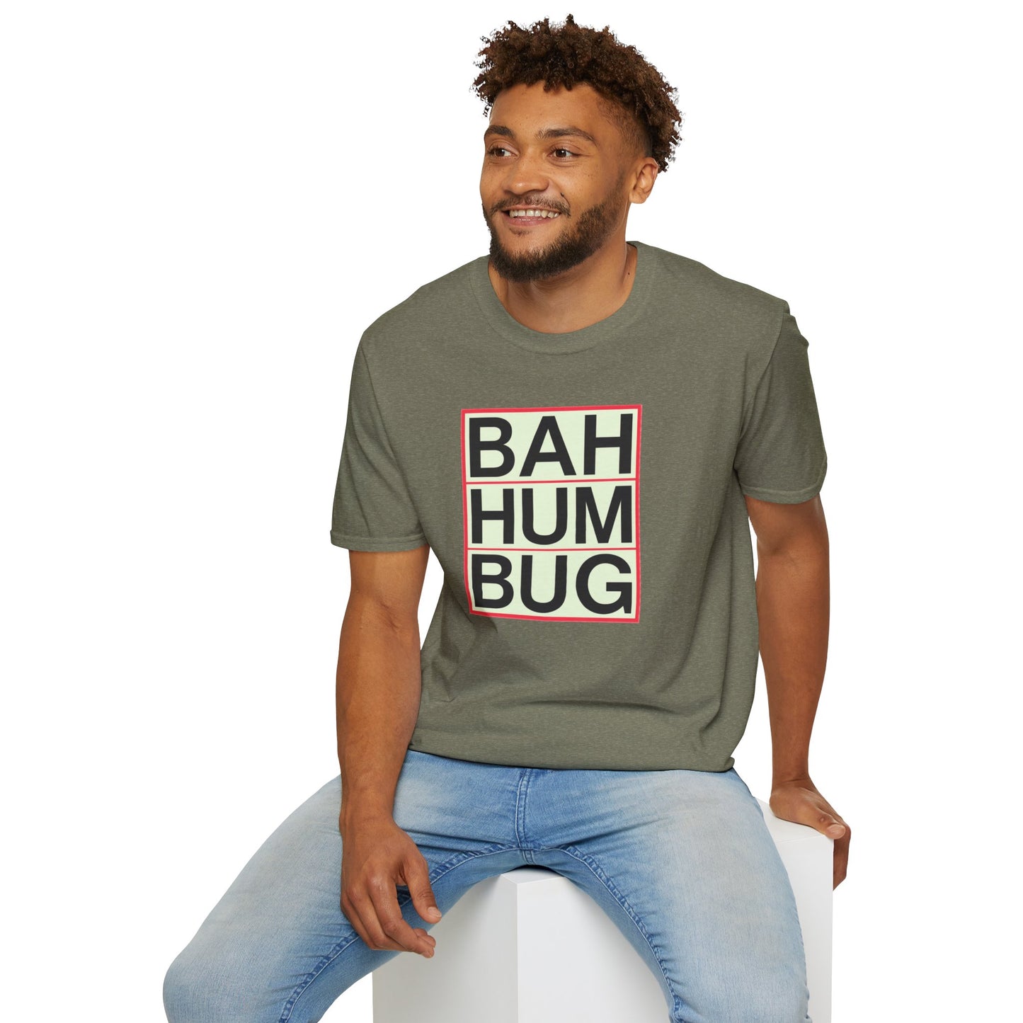 Bah Humbug Unisex Softstyle T-Shirt, Funny Christmas Shirt, Holiday Humor Tee, Gift for Grumpy Friends, Festive Casualwear